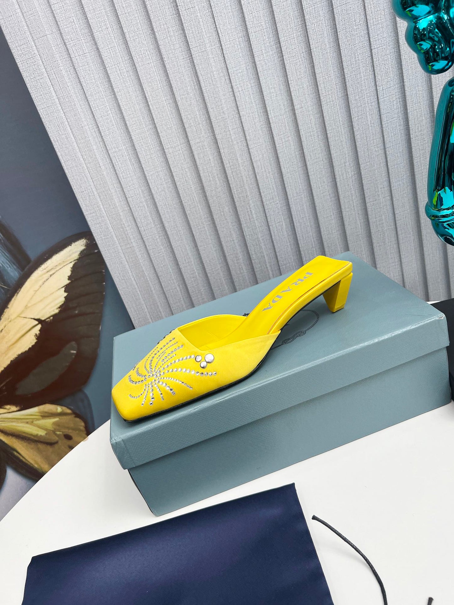 Prada 26SS Sandal 4cm Yellow Satin 680972