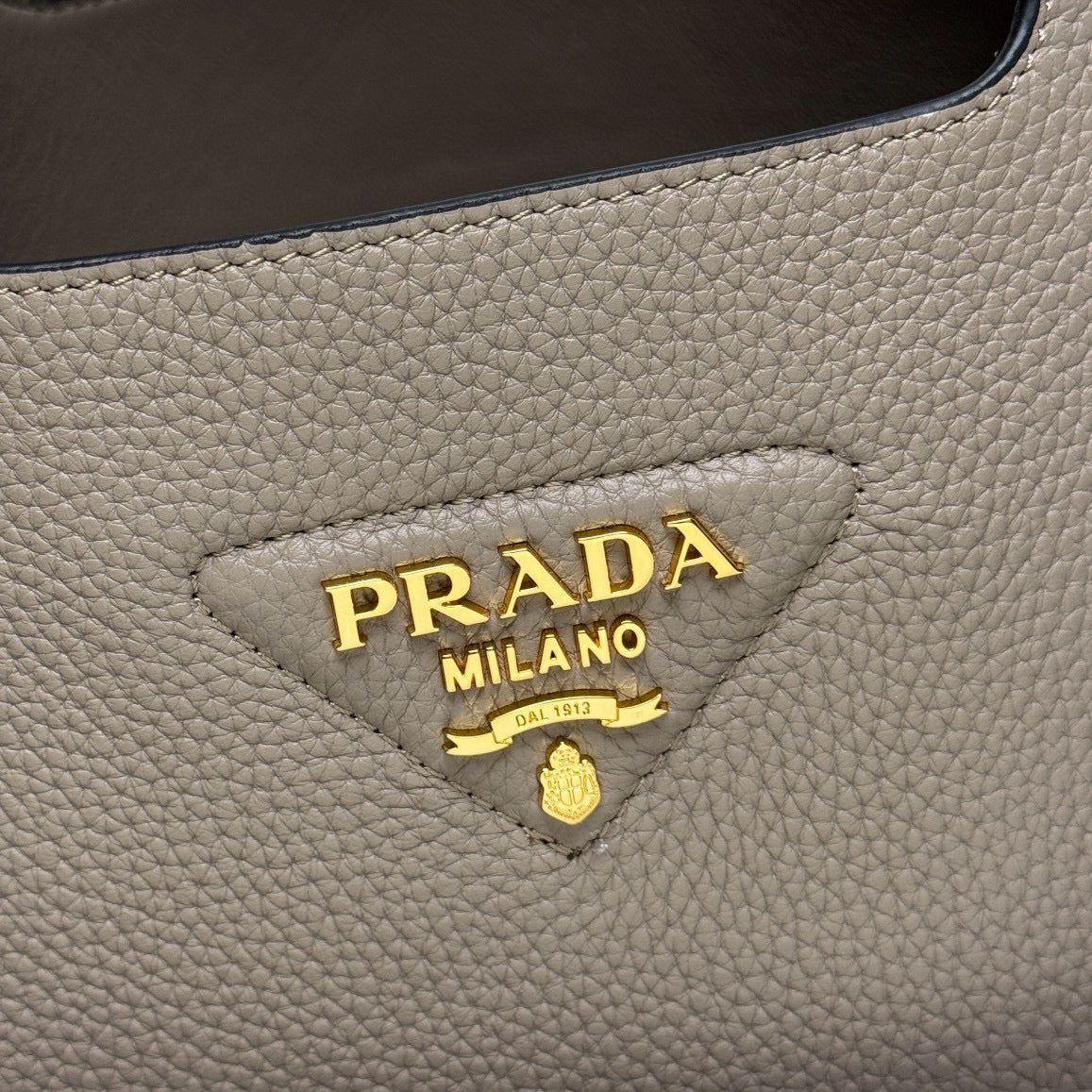 Prada Small Tote Bag Taupe Brown Leather
