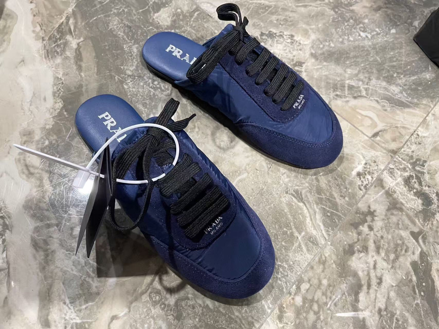 PRA 26S Mule Sneaker Dark Blue Suede Canvas