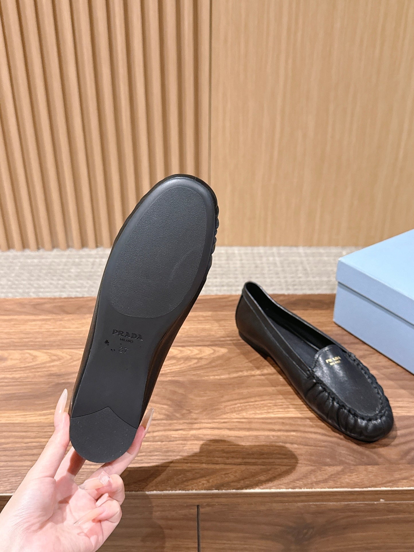 Prada 26s Loafers Black Sheepskin 974892
