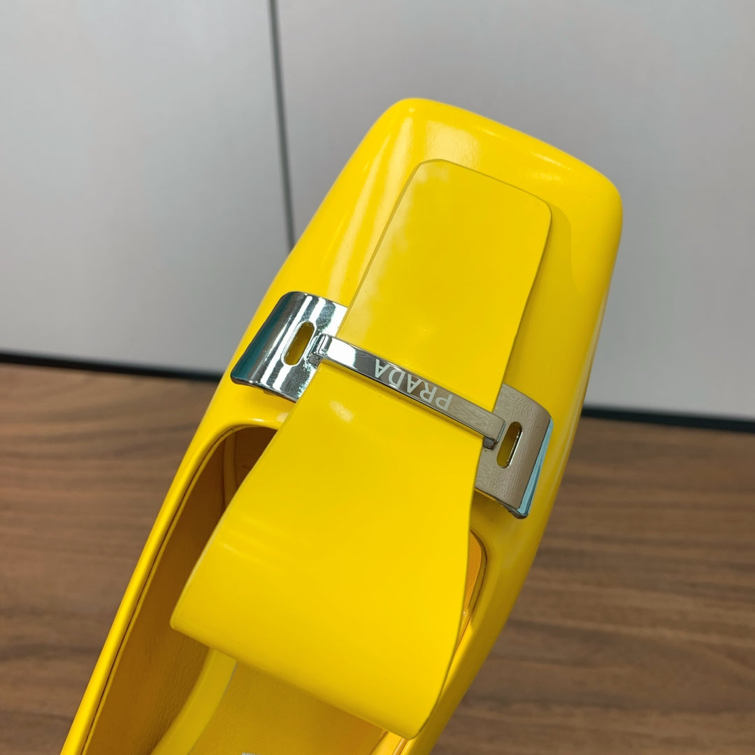 Prada Mary Jane 4.5cm Yellow Glossy Leather 896180