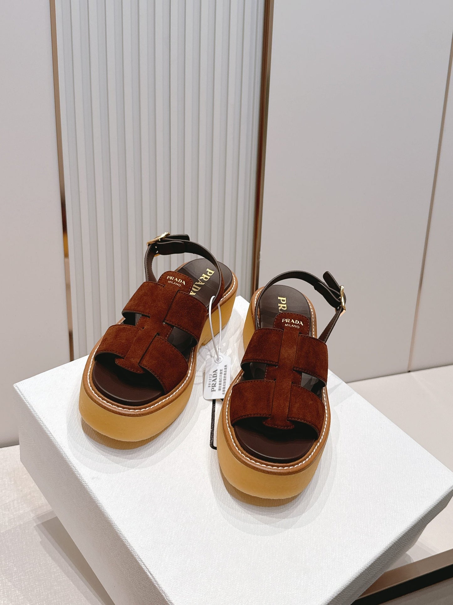 Prada 26s Sandals Cocoa Brown Suede 838144