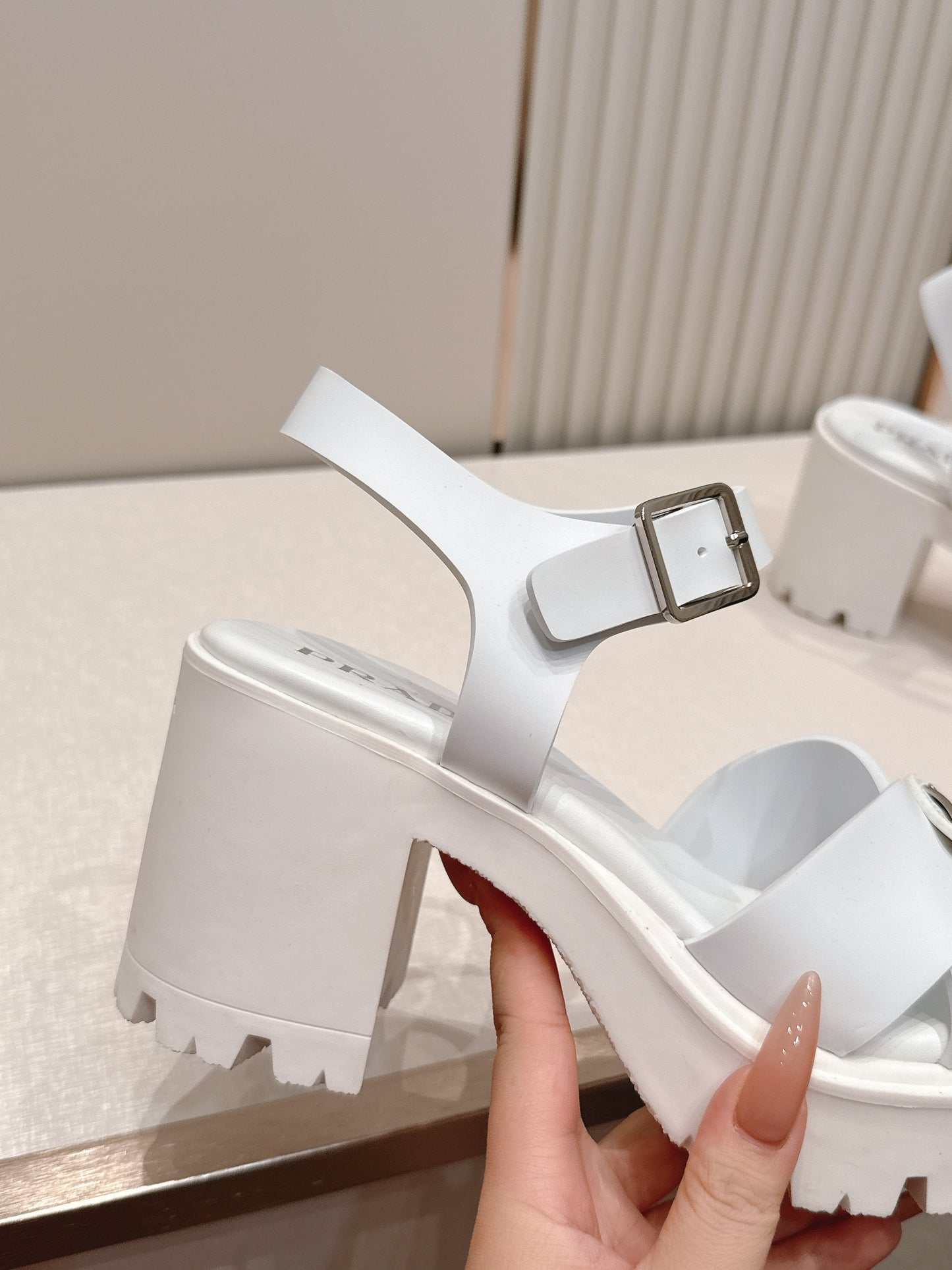 Prada 26s Monolith Sandals White Rubber 838139