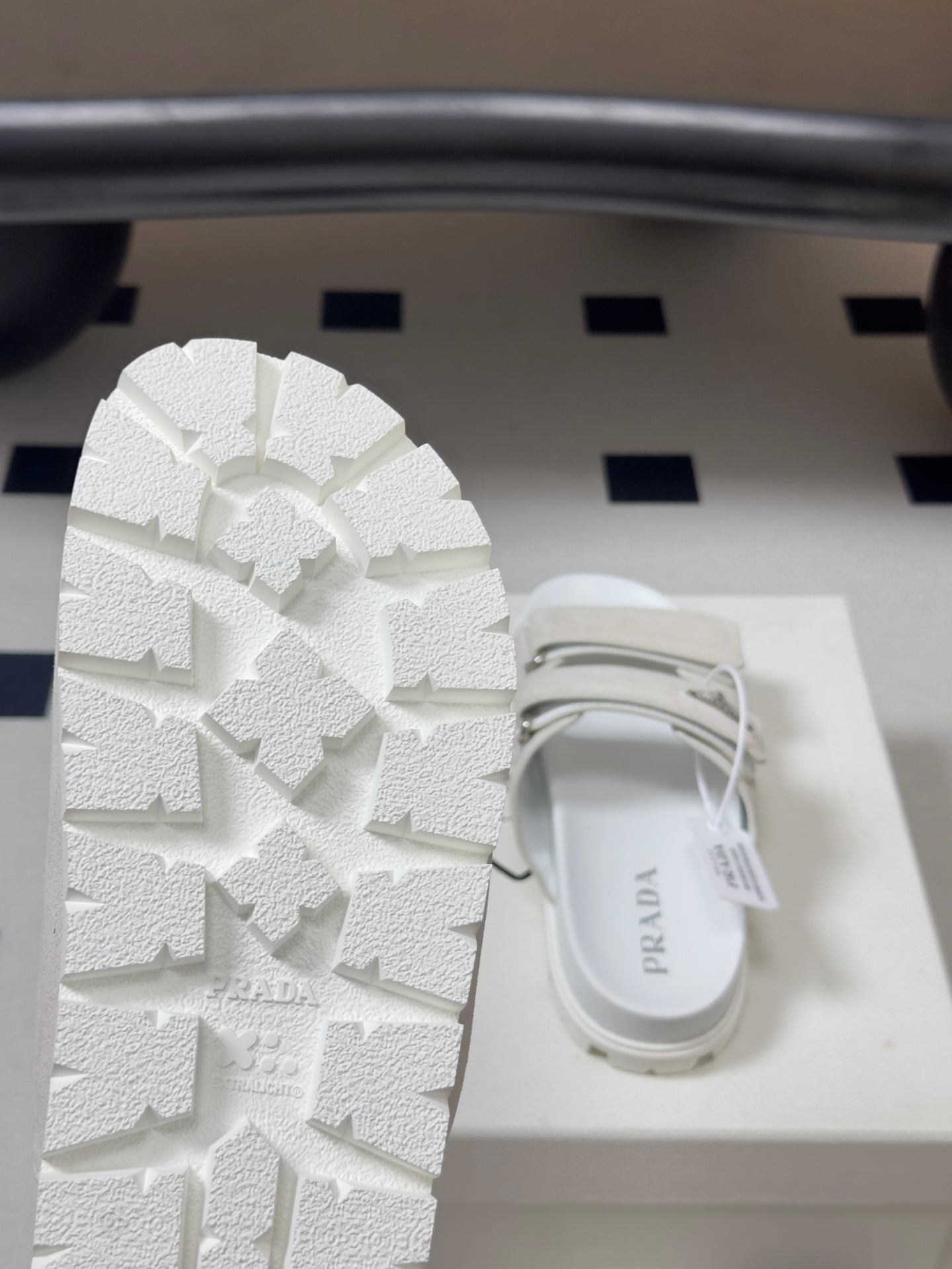 Prada 26s Band Sandals White Suede 834764