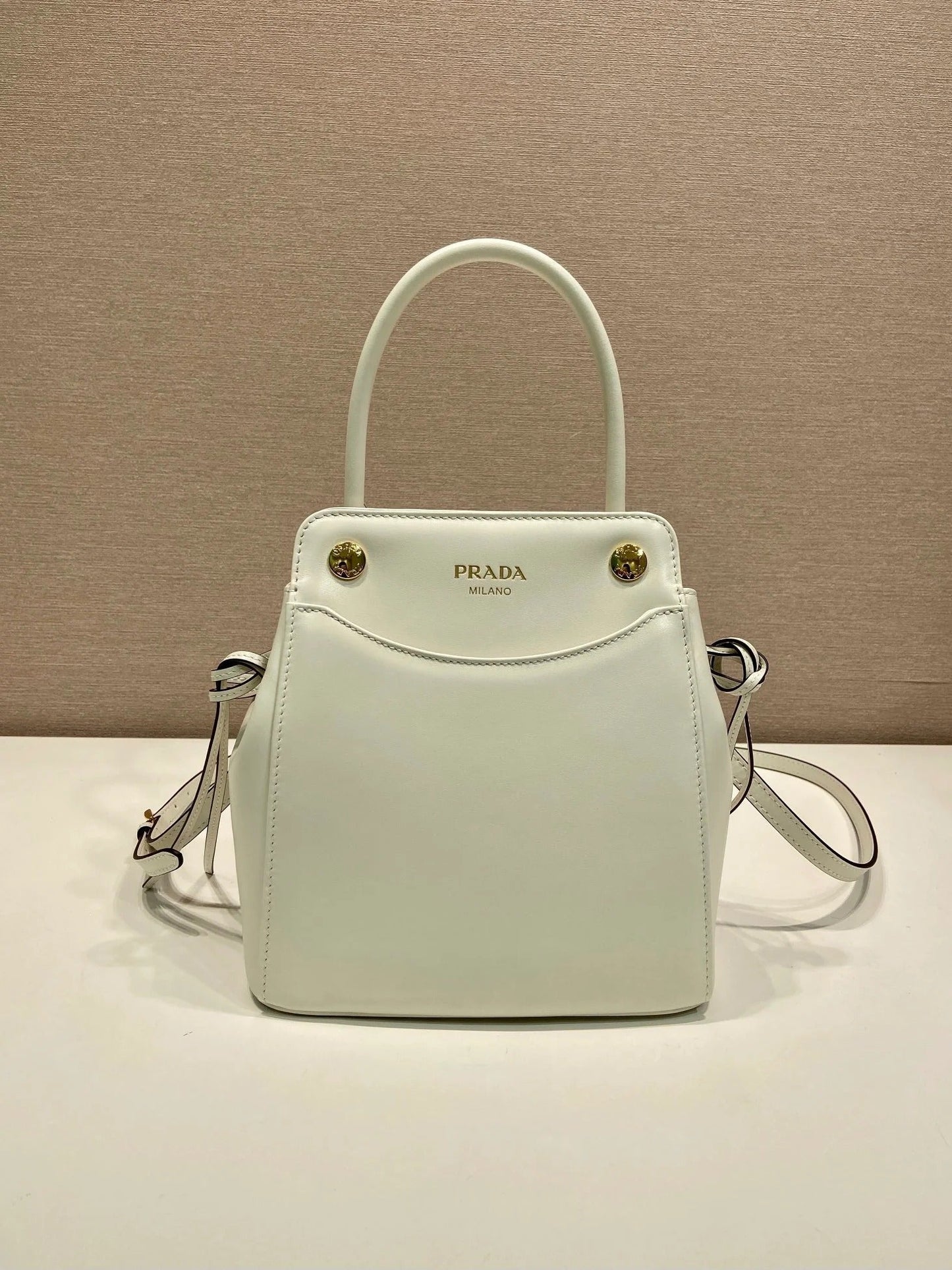 Prada 2026 Carry Bag 21cm Black White Brown Calfskin 351841
