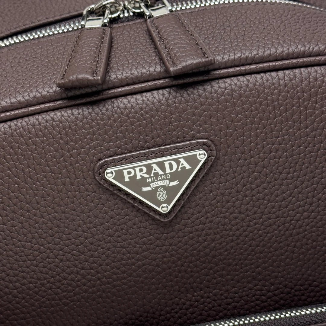 Prada 2026 Backpack Brown Black Saffiano Leather 345785