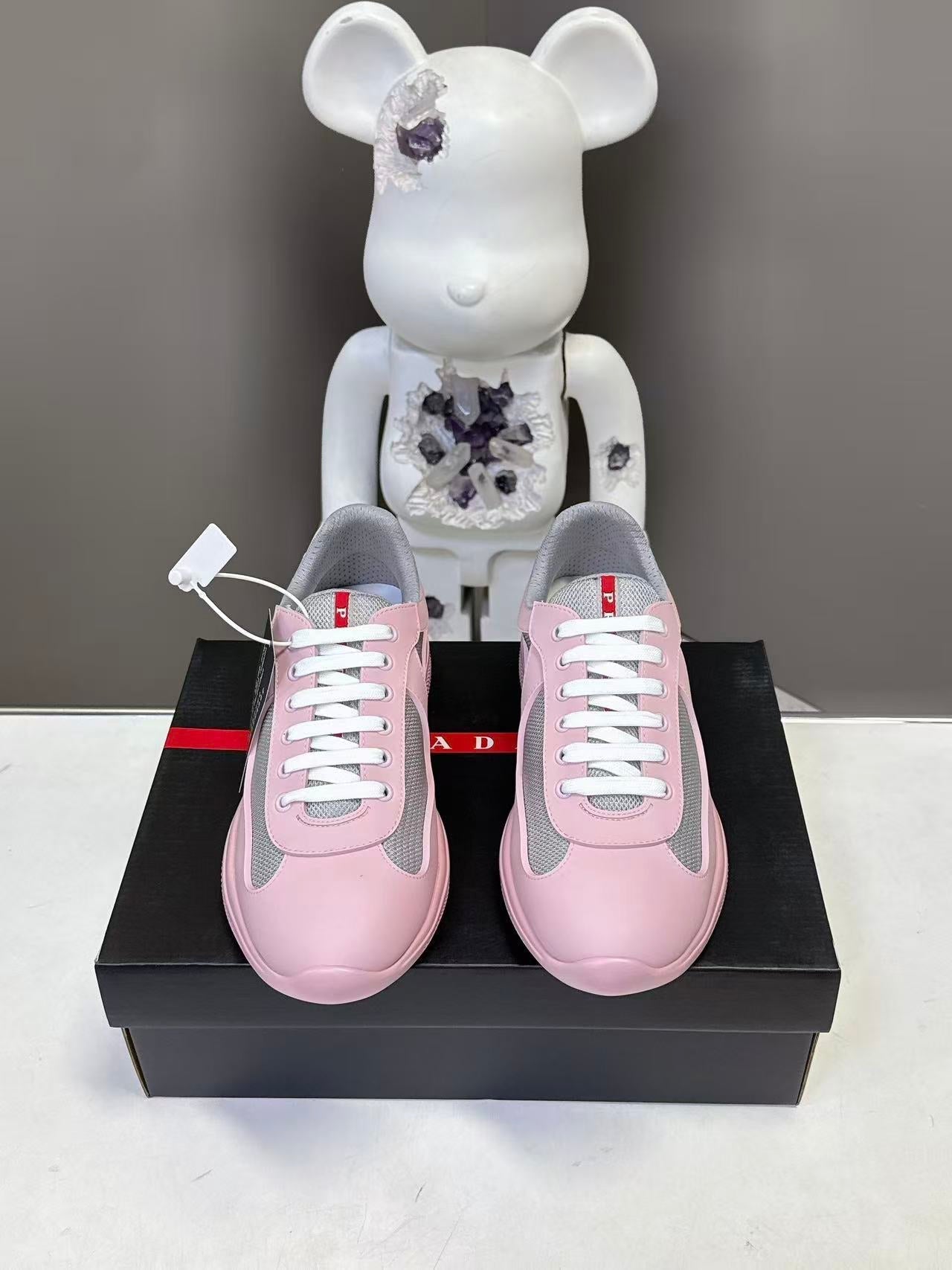 Prad America's Cup Logo Tag Sneakers Pink Soft Rubber & Bike Fabric 951923