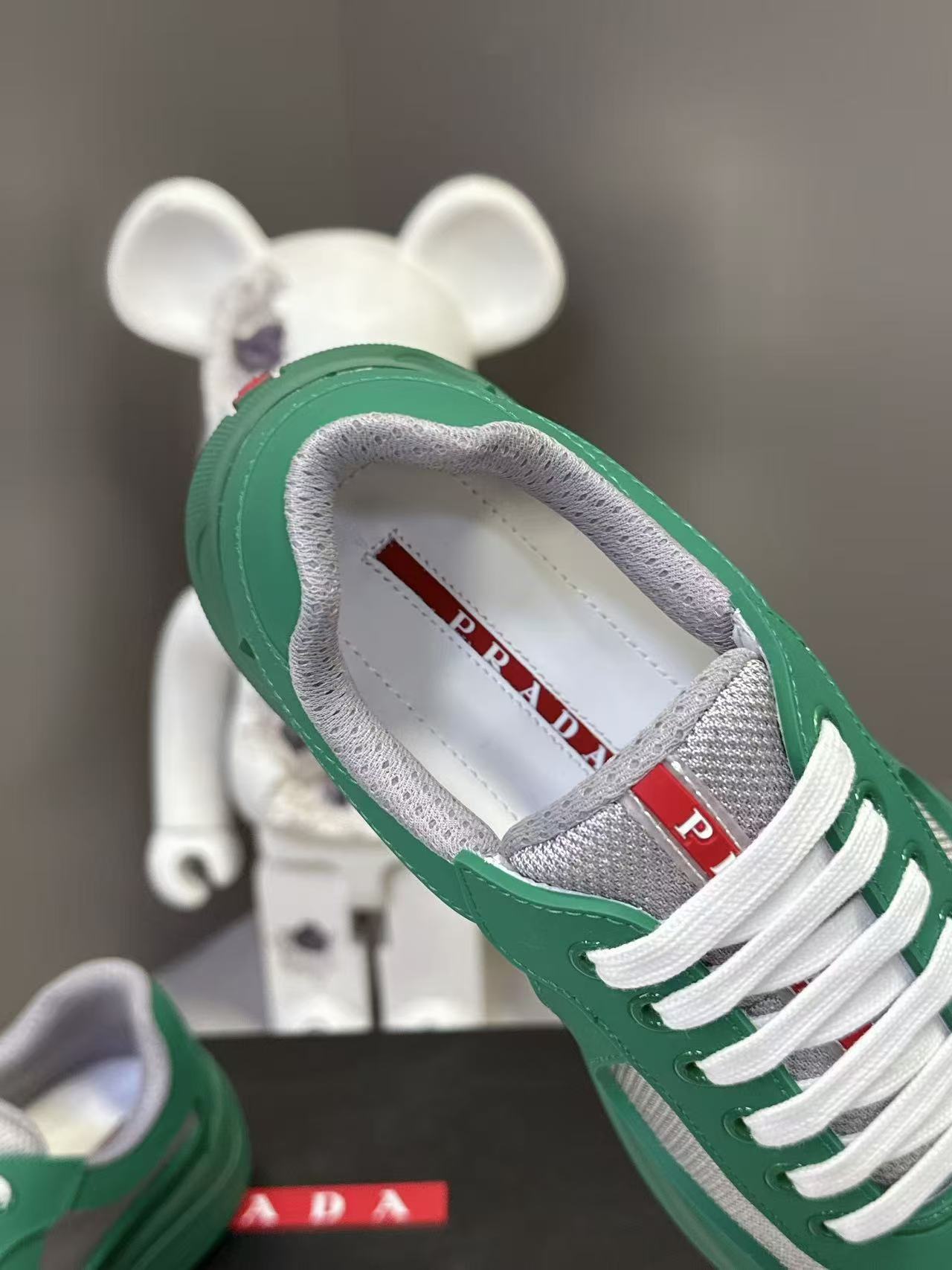 Prad America's Cup Logo Tag Sneakers Dark Green Soft Rubber & Bike Fabric 951915