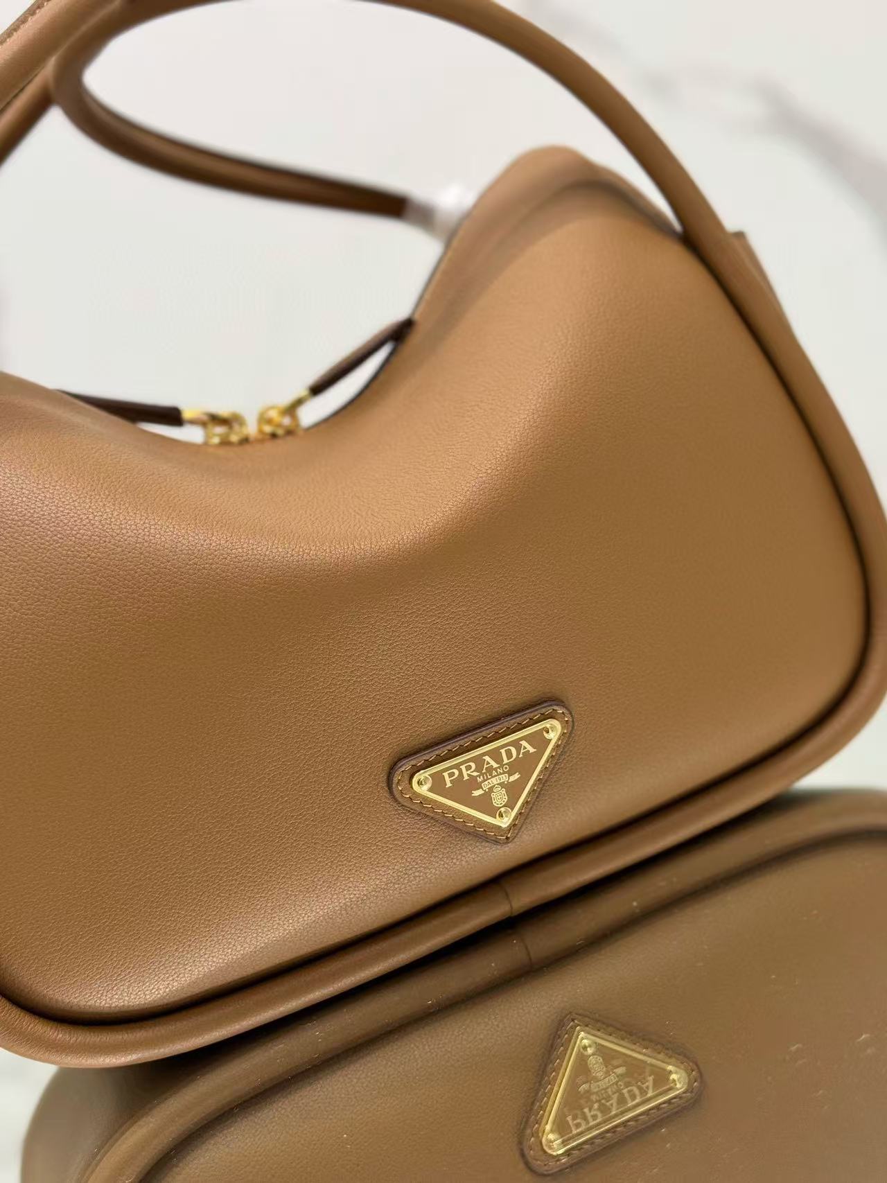 Prada Darling Handbag Caramel Soft Grain Leather