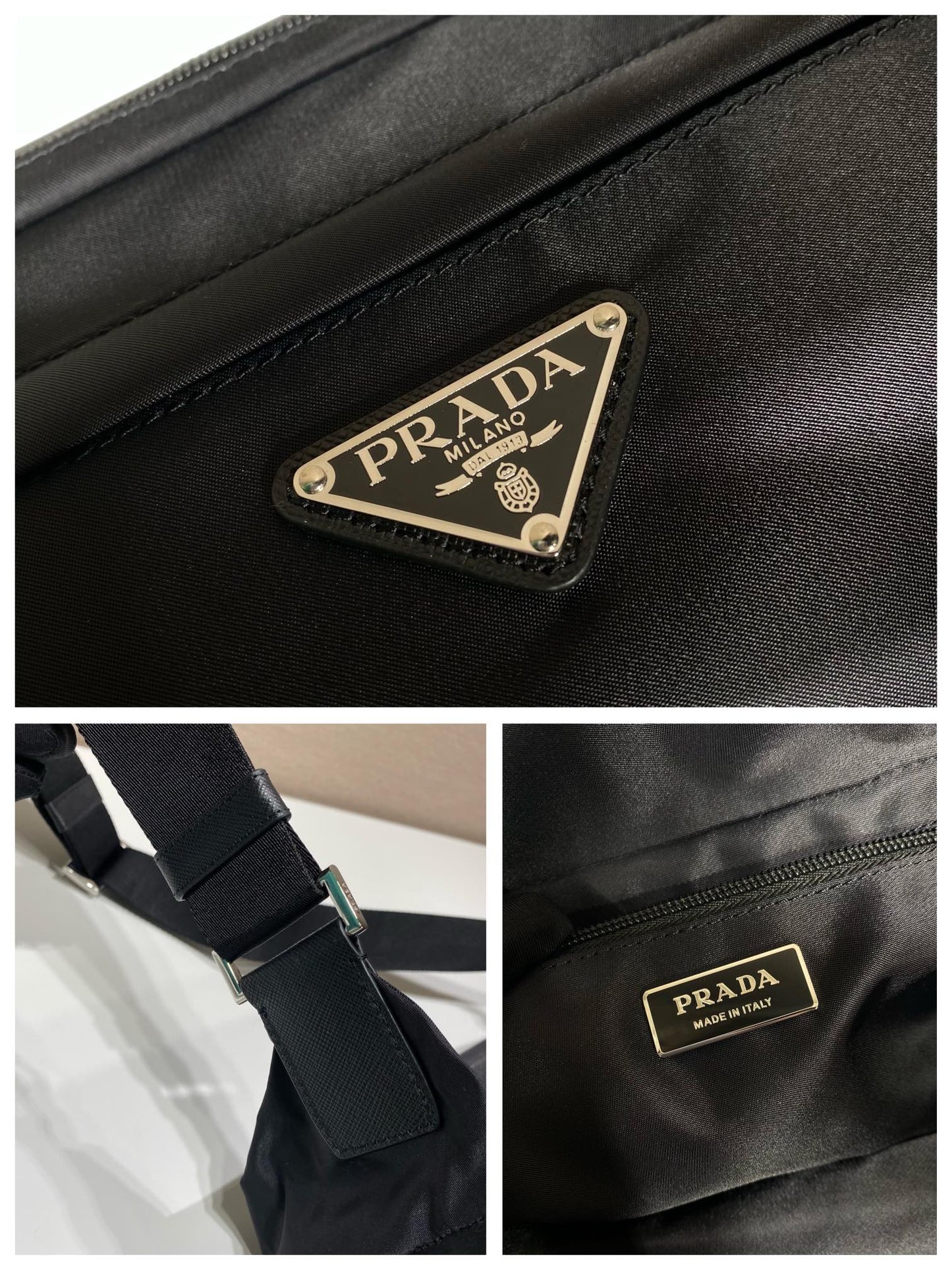 Prada Mini Messenger Bag 32cm Black Re-Nylon Leather