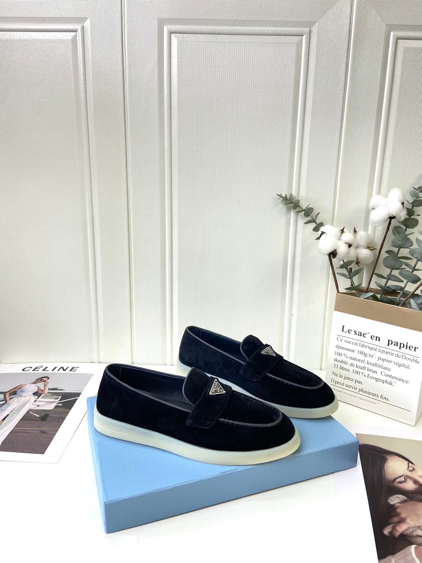 Prada Silhouette Loafers Black Soft Suede 839215