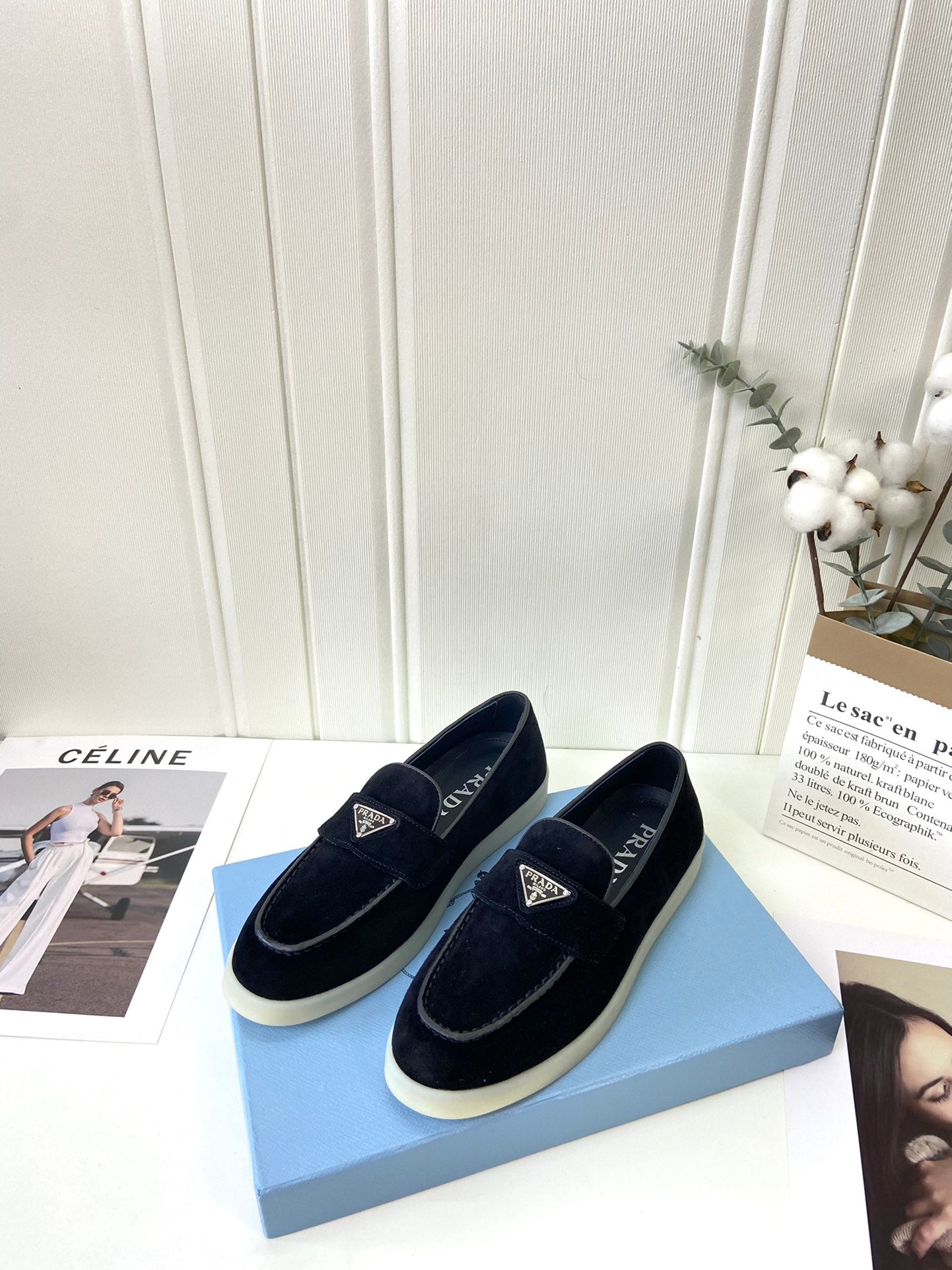Prada Silhouette Loafers Black Soft Suede 839215