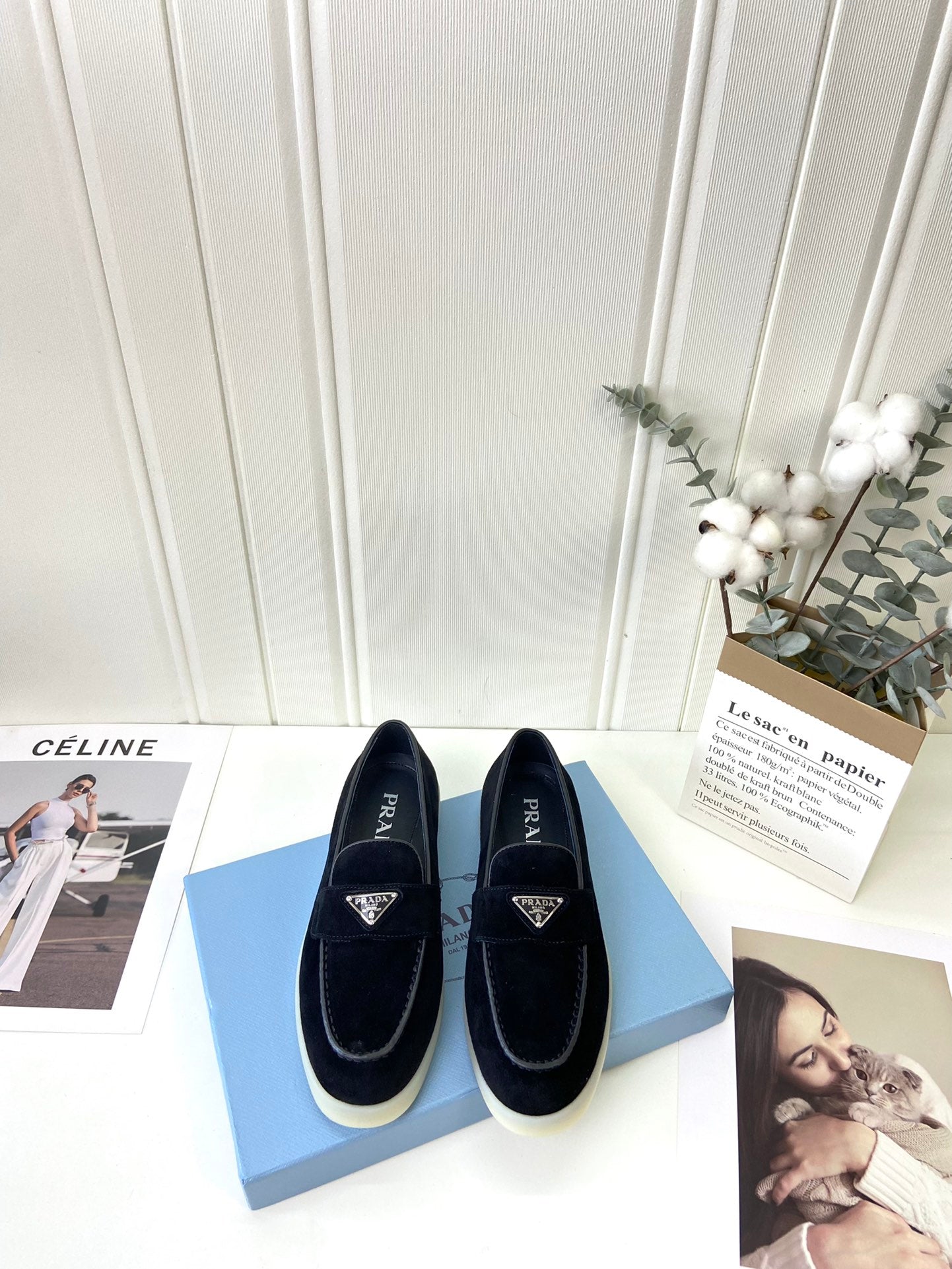 Prada Silhouette Loafers Black Soft Suede 839215