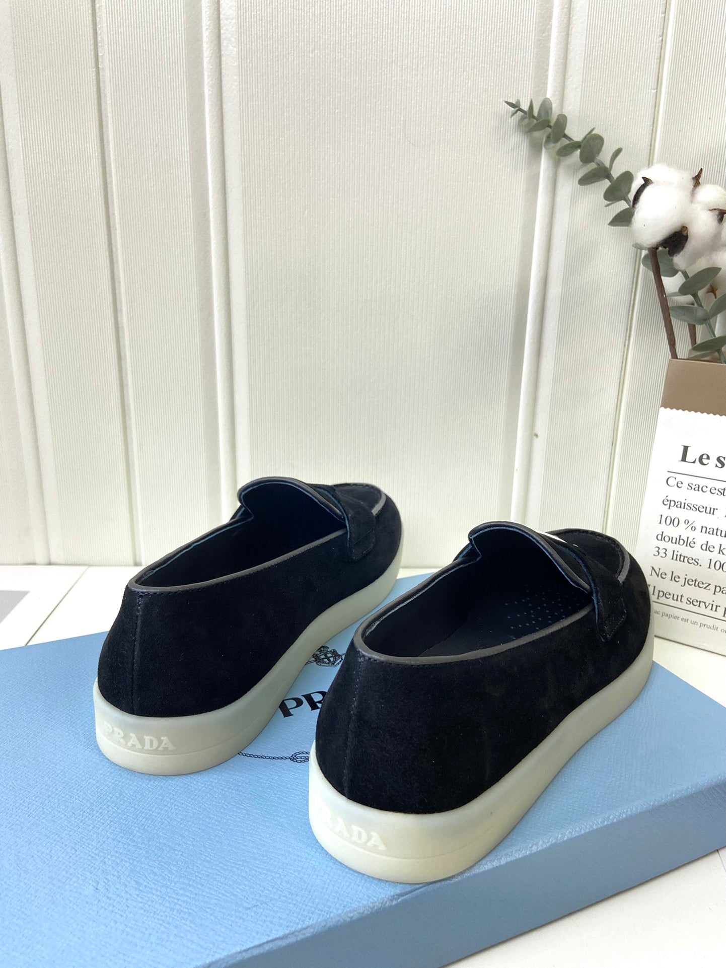 Prada Silhouette Loafers Black Soft Suede 839215