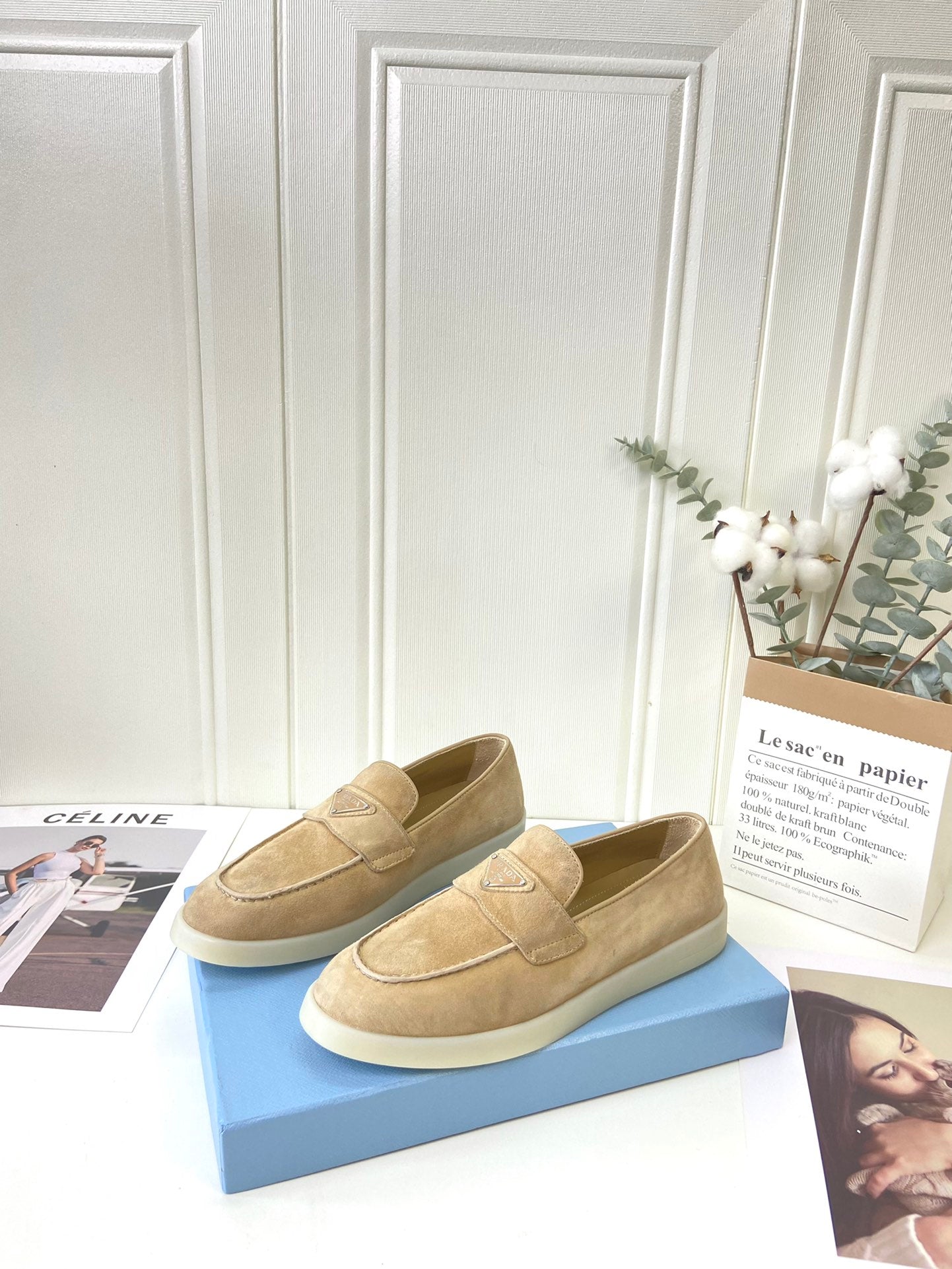 Prada Silhouette Loafers Khahi Soft Suede 839214