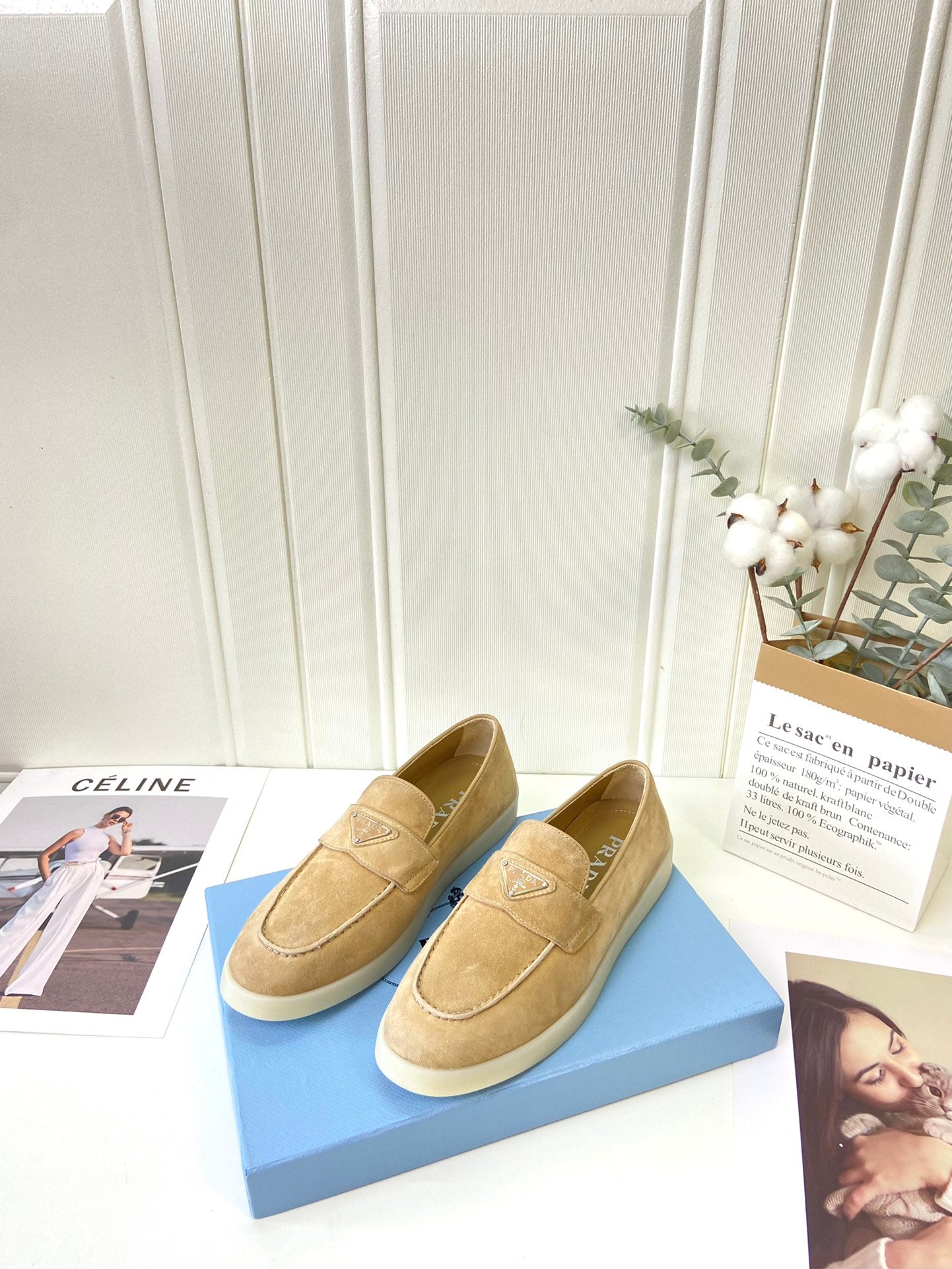 Prada Silhouette Loafers Khahi Soft Suede 839214