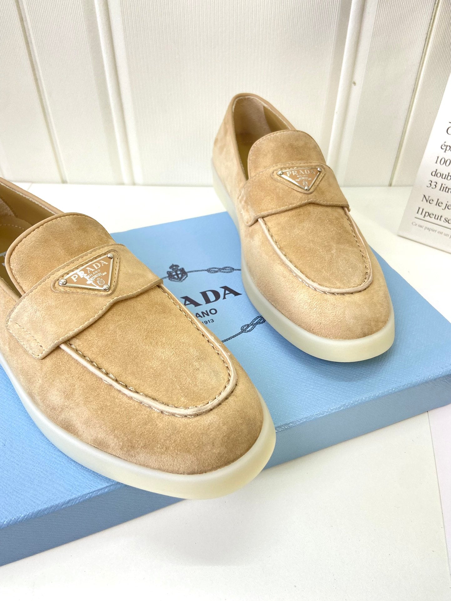 Prada Silhouette Loafers Khahi Soft Suede 839214
