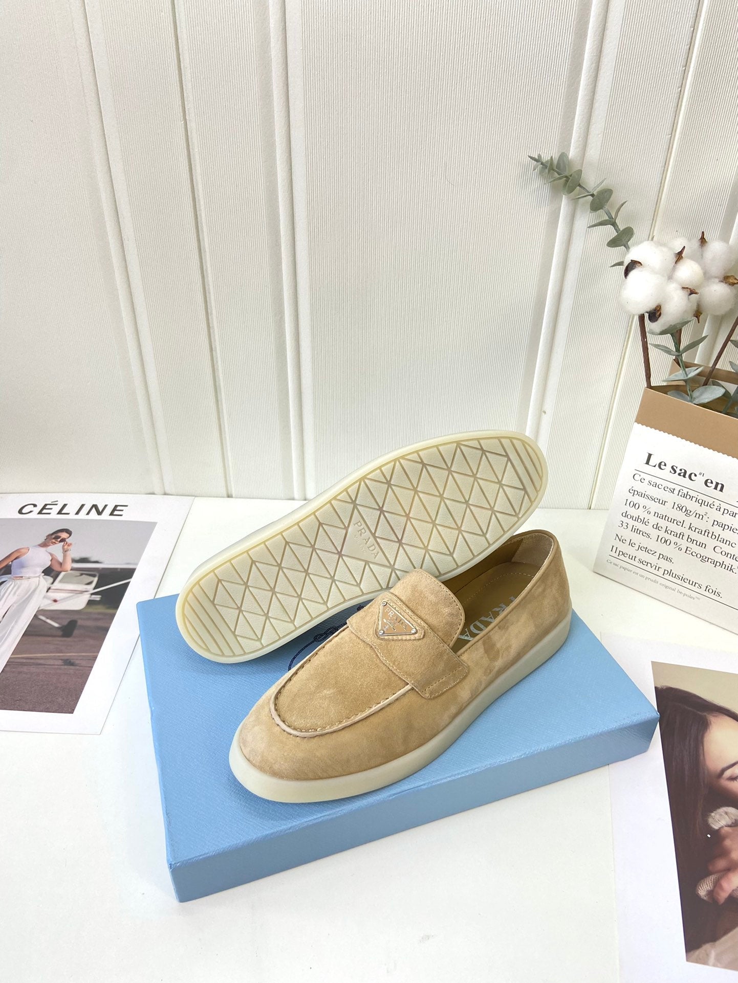Prada Silhouette Loafers Khahi Soft Suede 839214