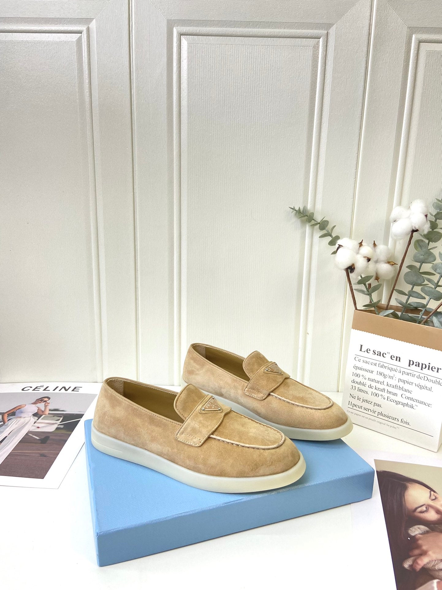 Prada Silhouette Loafers Khahi Soft Suede 839214