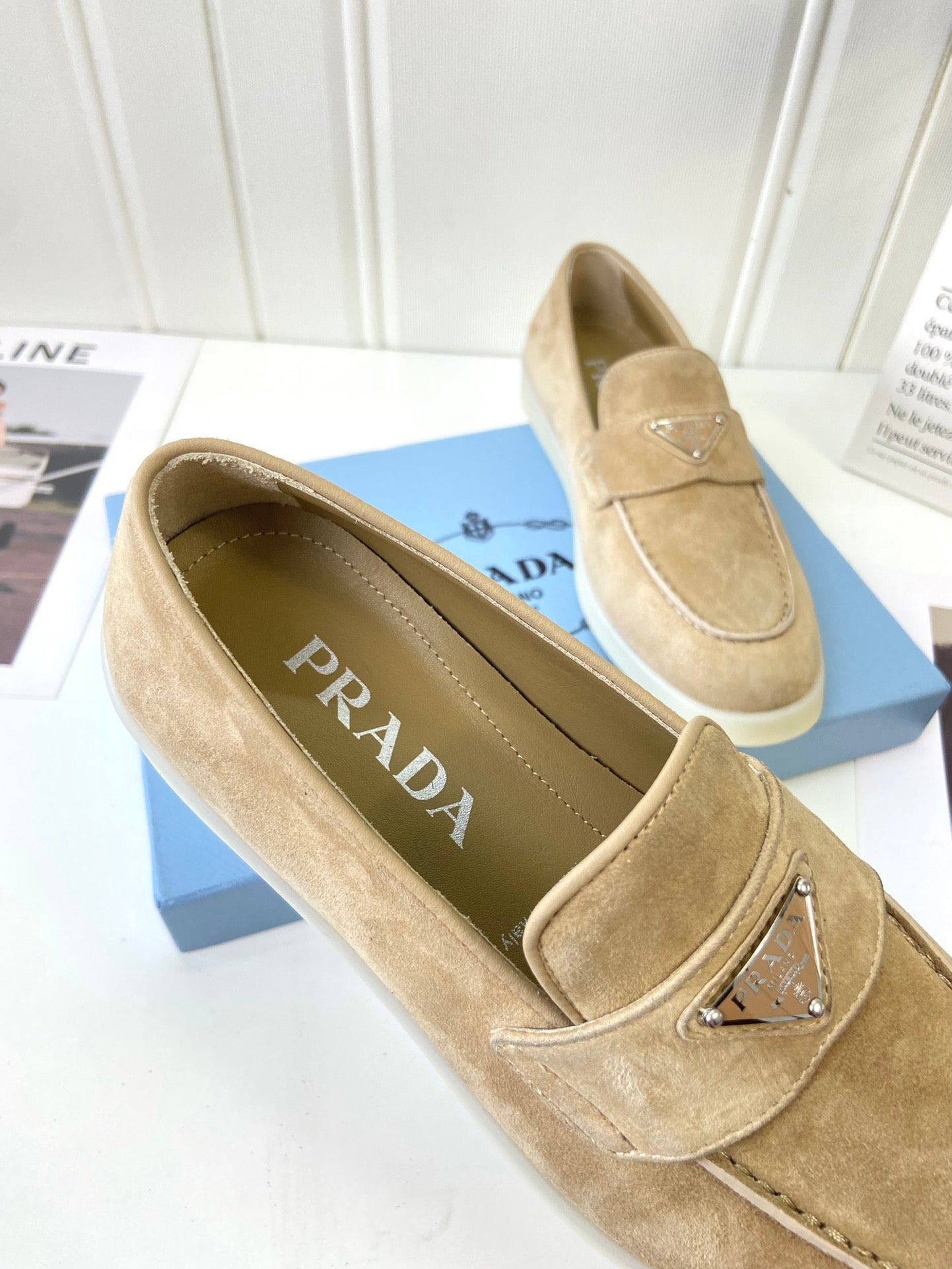 Prada Silhouette Loafers Khahi Soft Suede 839214