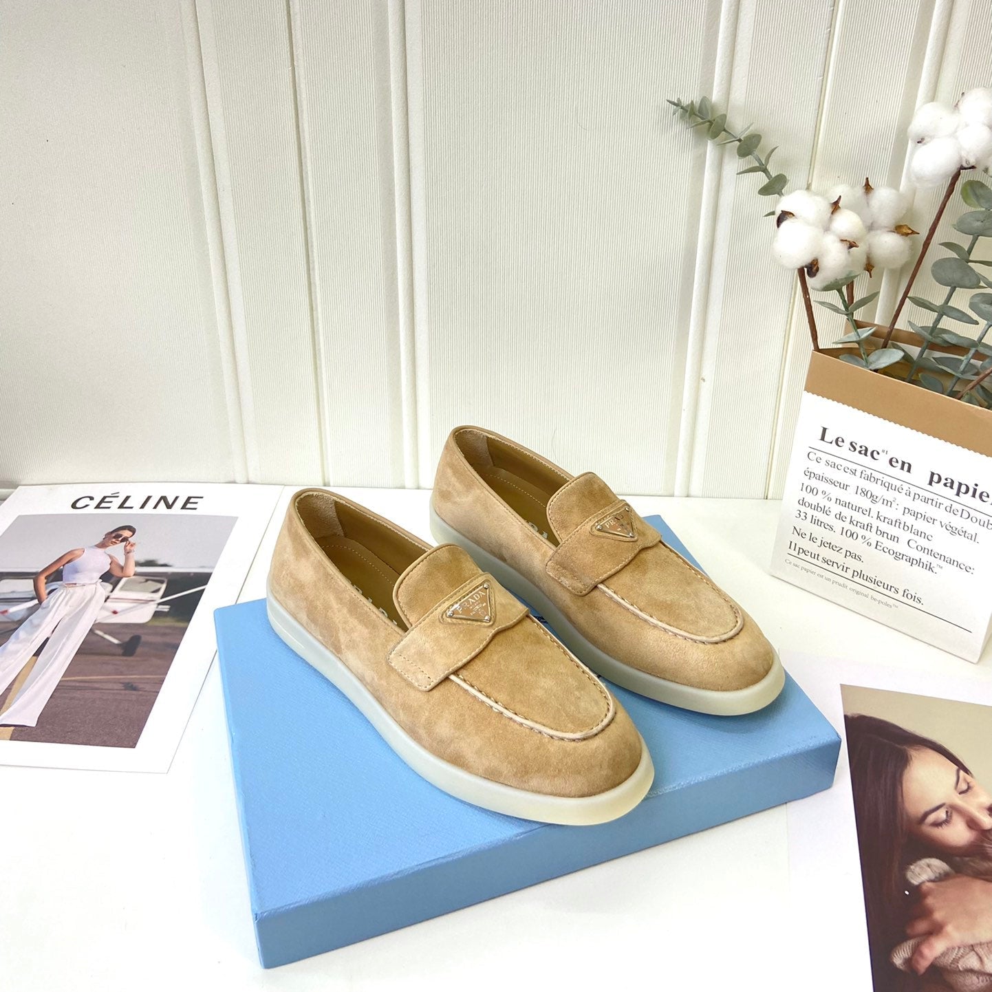 Prada Silhouette Loafers Khahi Soft Suede 839214