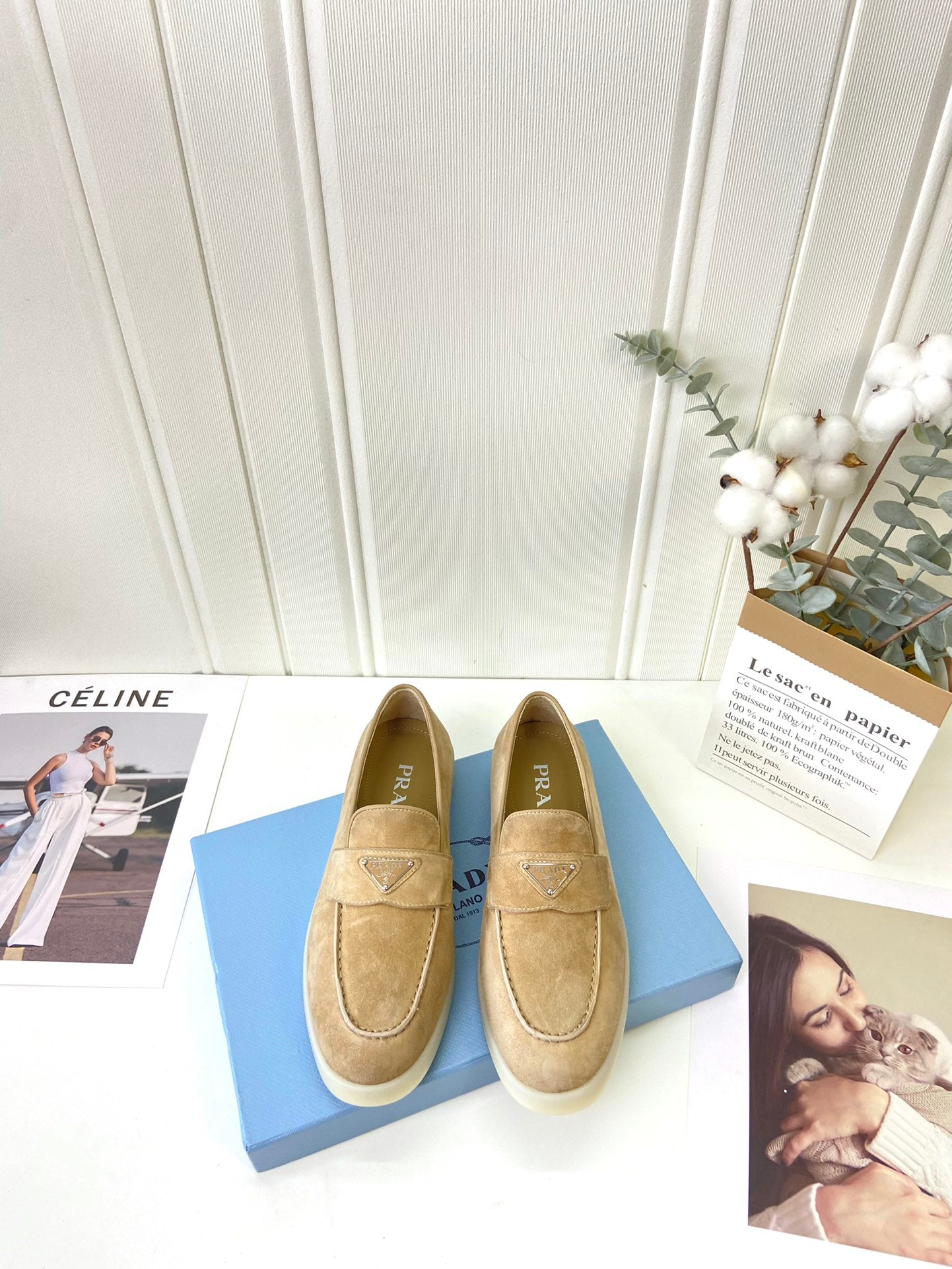 Prada Silhouette Loafers Khahi Soft Suede 839214