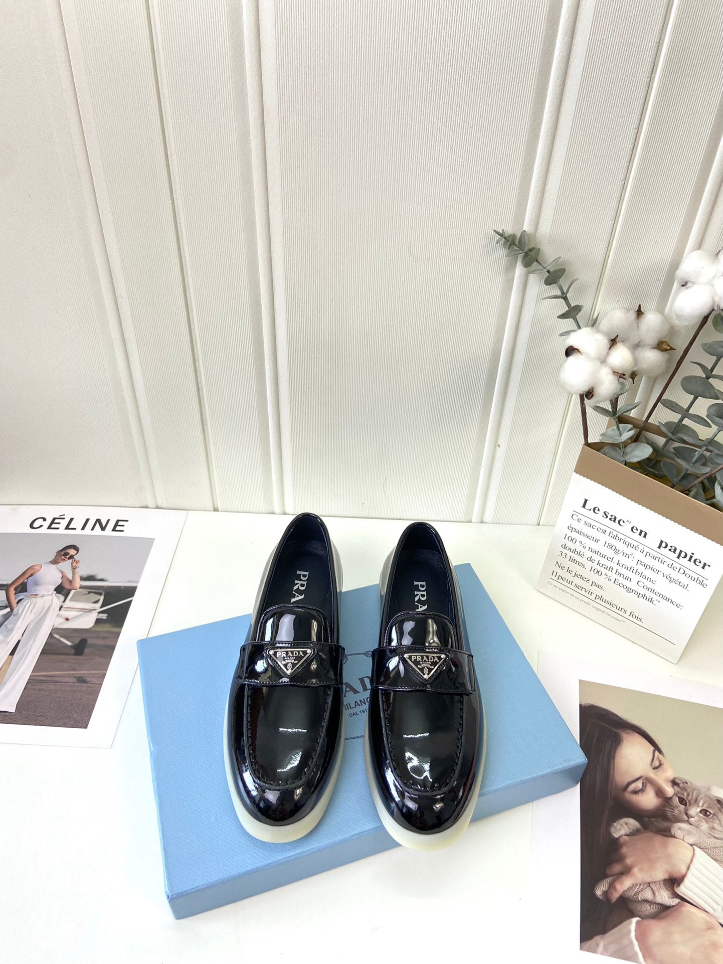 Prada Silhouette Loafers Black Patent Leather 839212