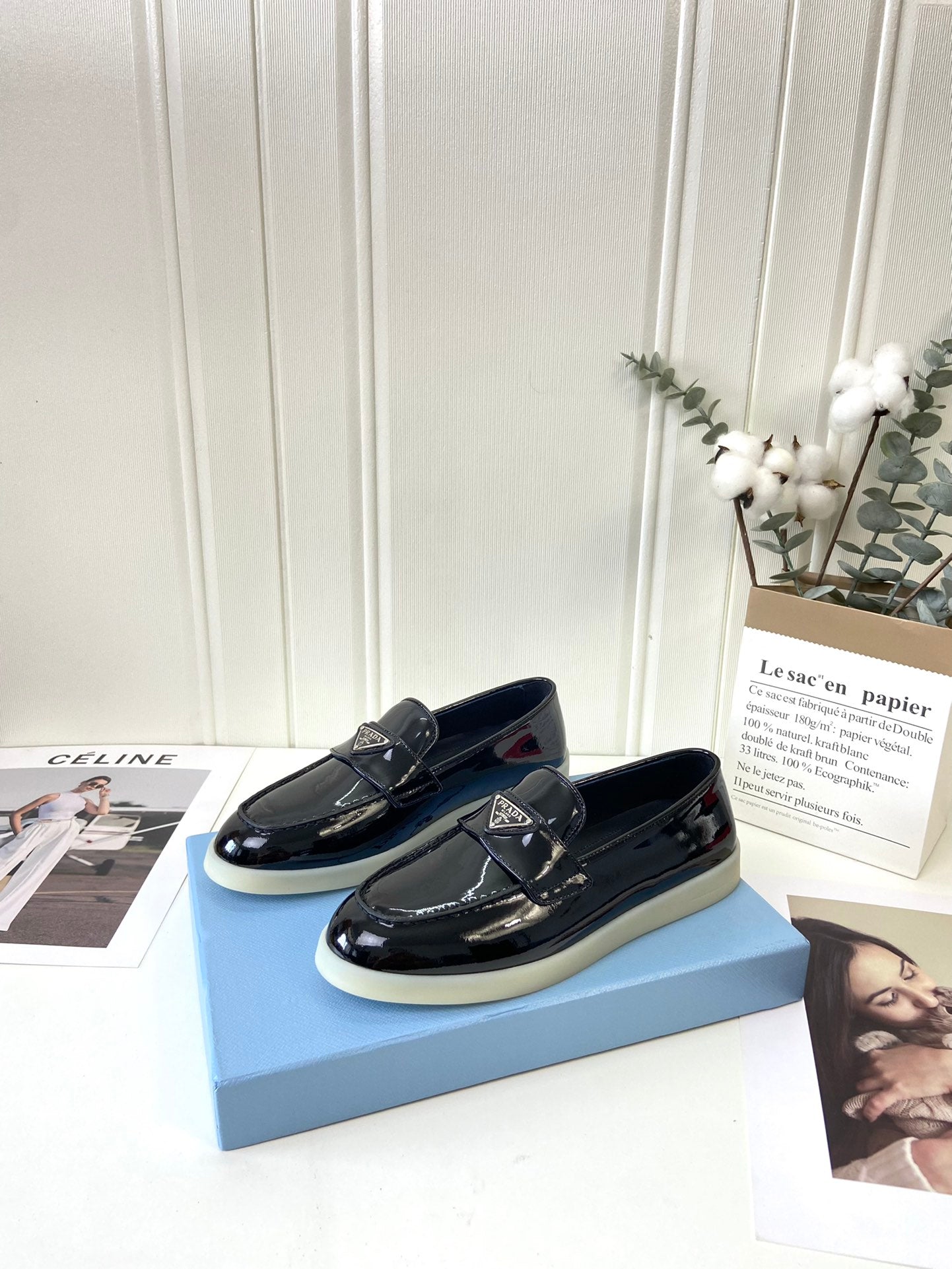 Prada Silhouette Loafers Black Patent Leather 839212