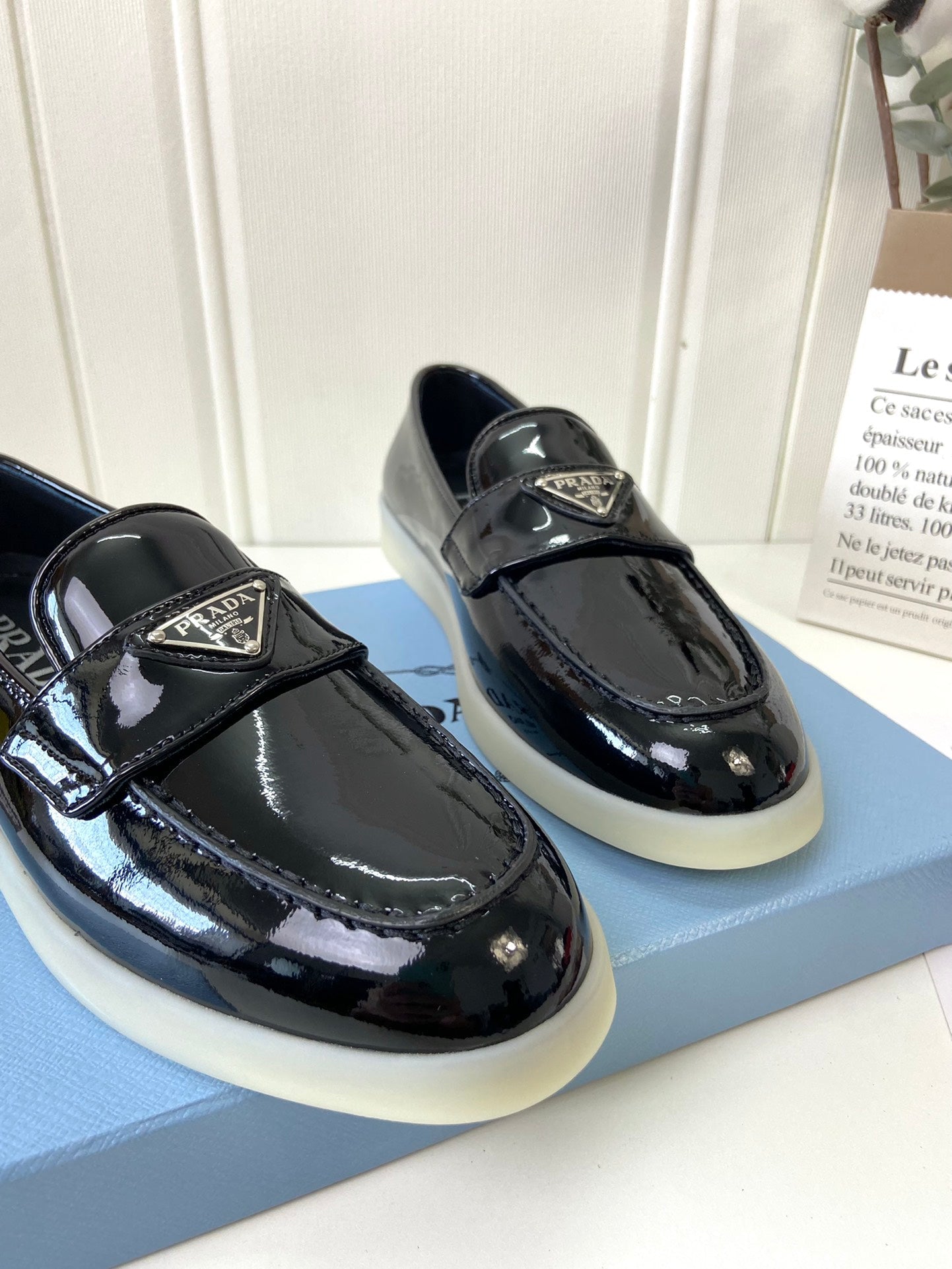 Prada Silhouette Loafers Black Patent Leather 839212