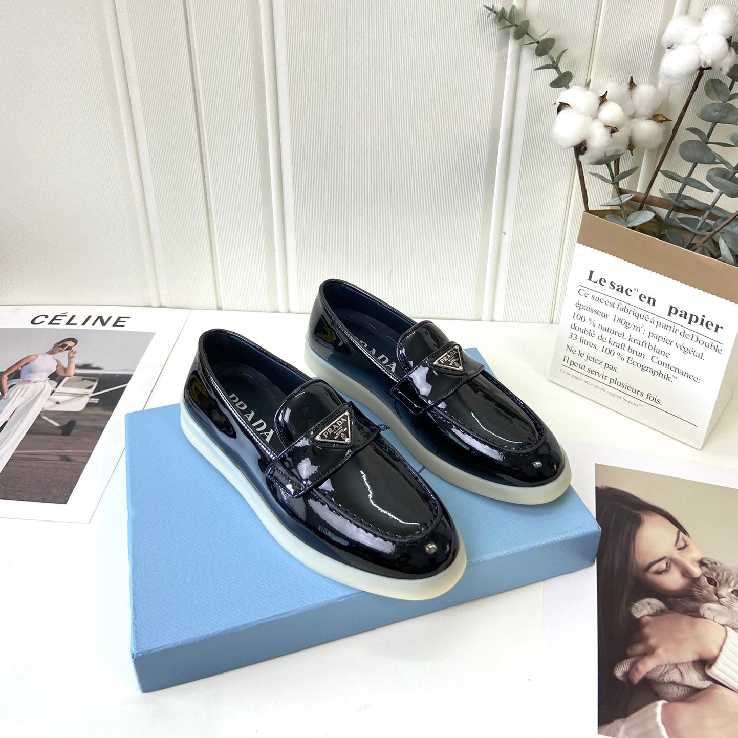 Prada Silhouette Loafers Black Patent Leather 839212
