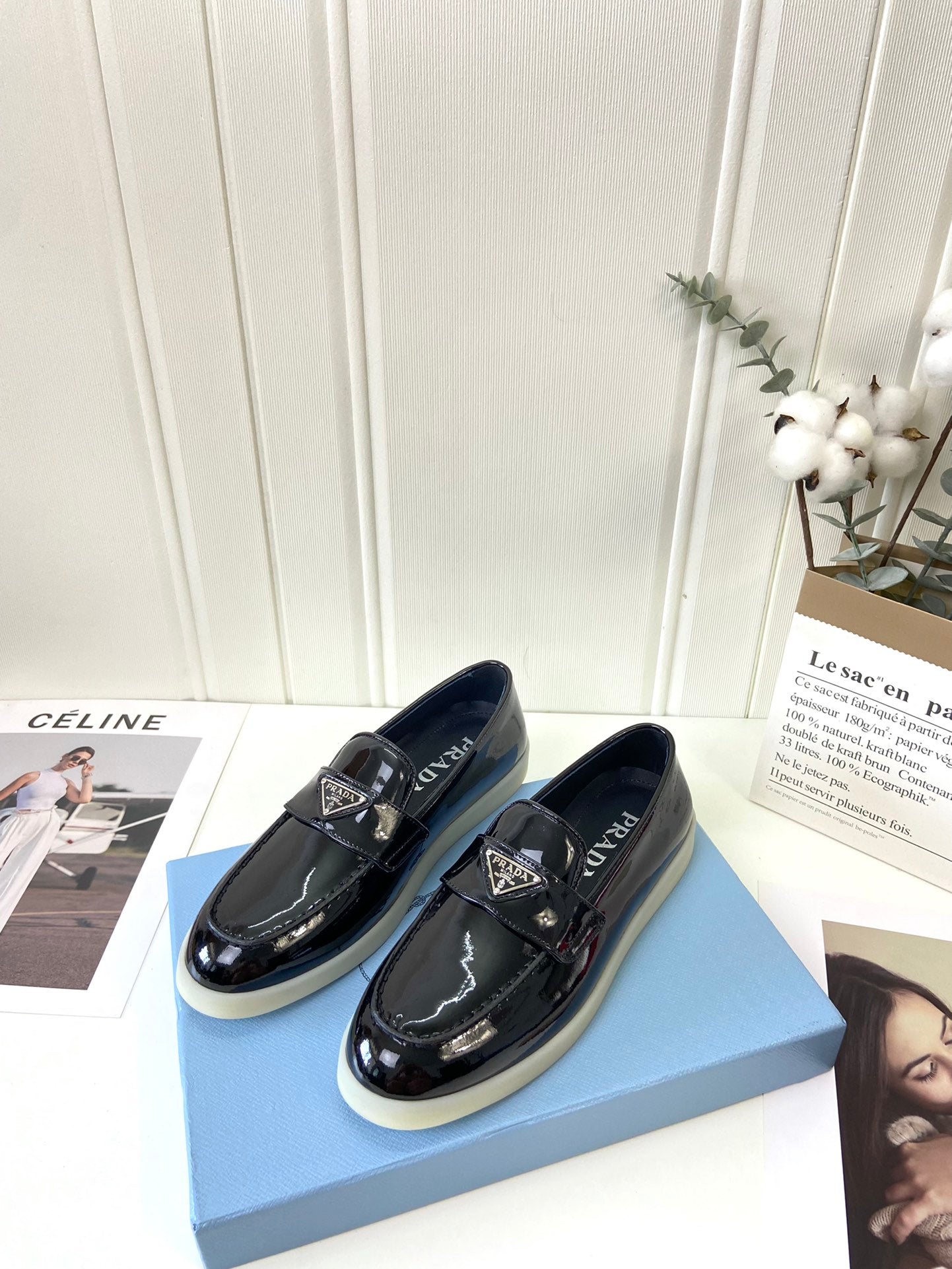 Prada Silhouette Loafers Black Patent Leather 839212