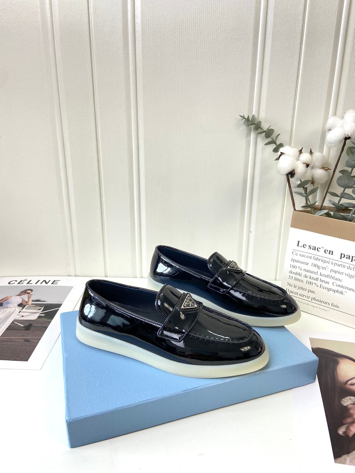 Prada Silhouette Loafers Black Patent Leather 839212