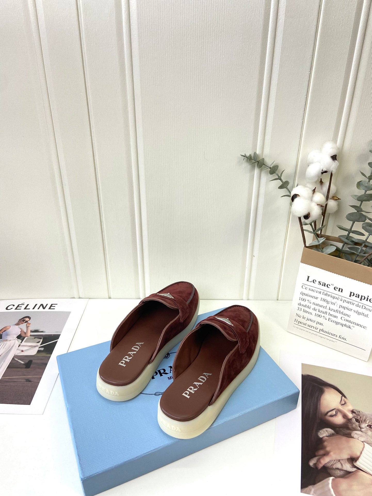 Prada Silhouette Mule Burgundy Soft Suede 839209