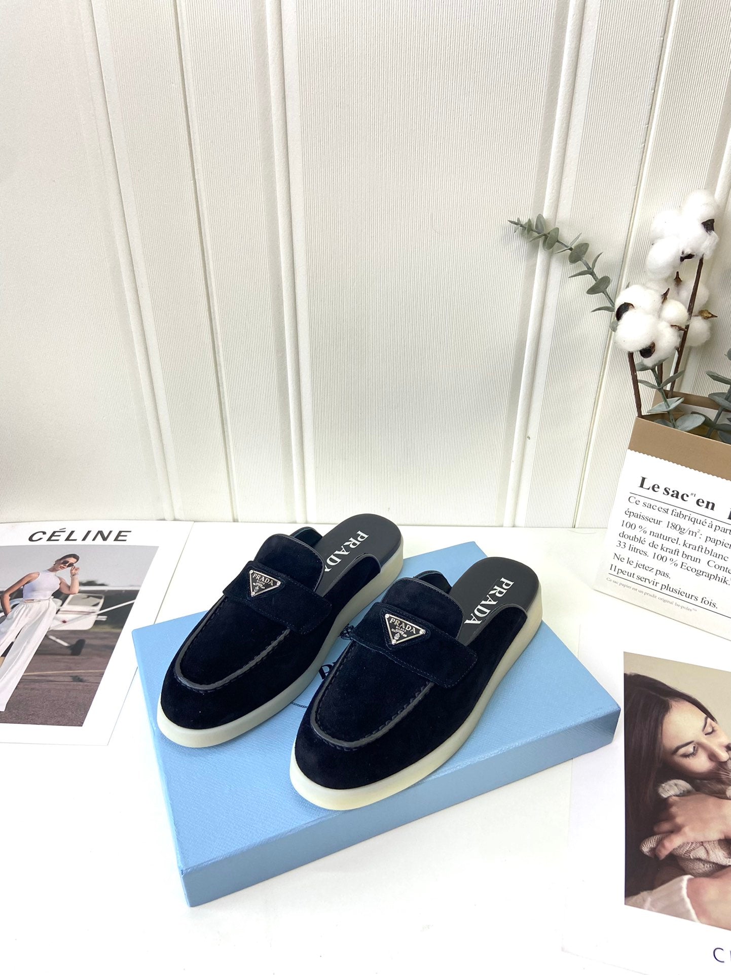 Prada Silhouette Mule Black Soft Suede 839207