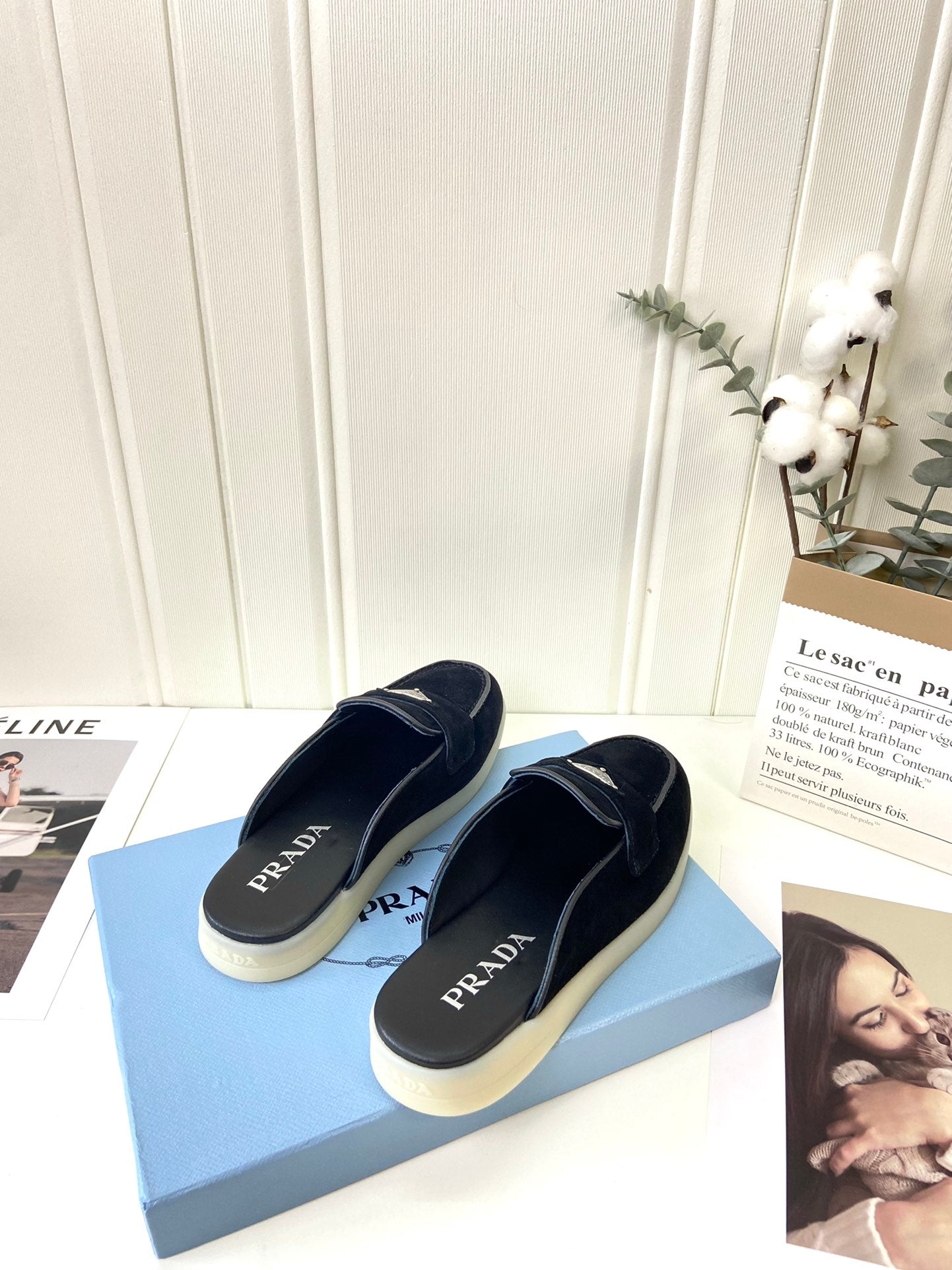 Prada Silhouette Mule Black Soft Suede 839207