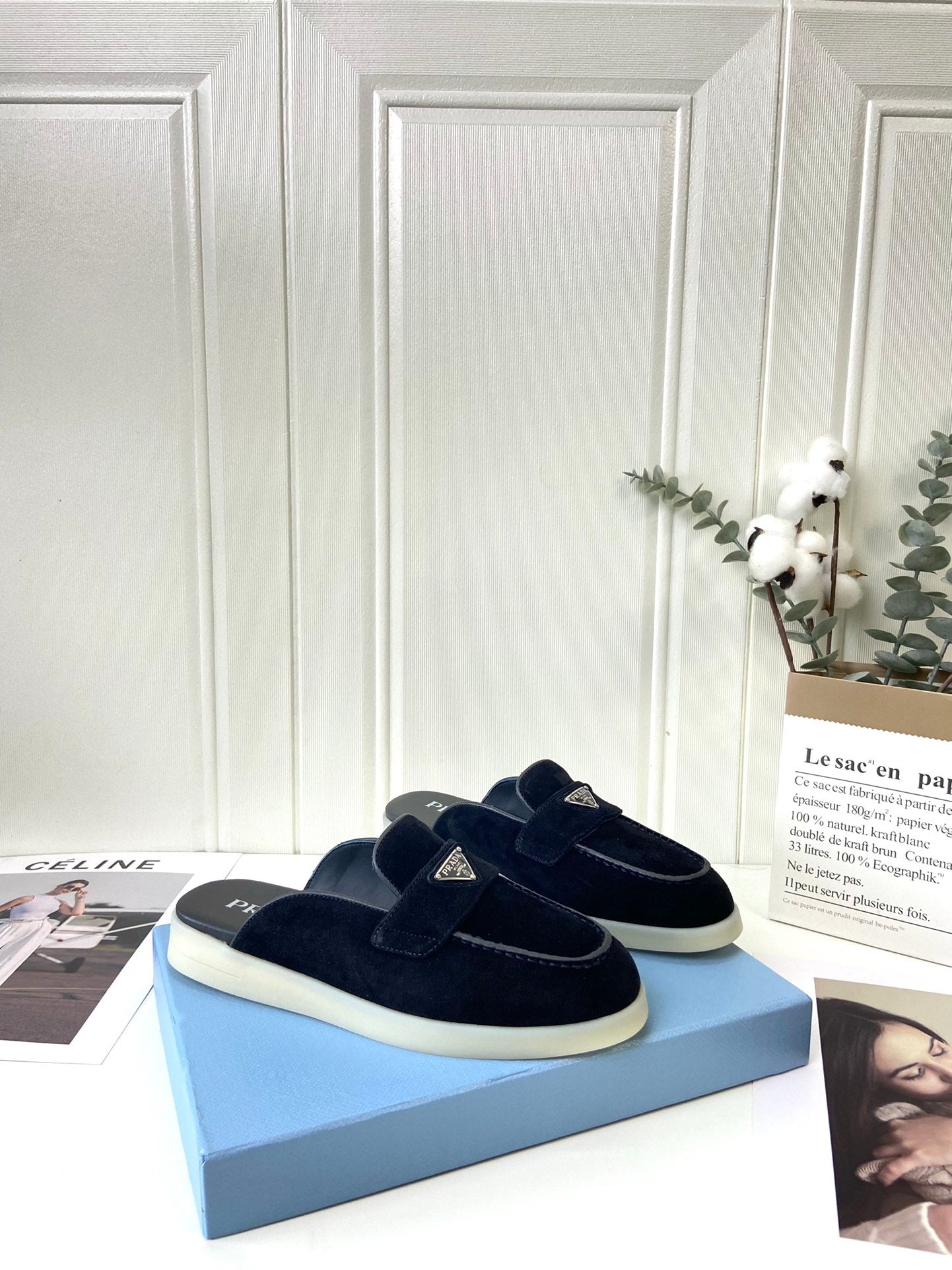 Prada Silhouette Mule Black Soft Suede 839207