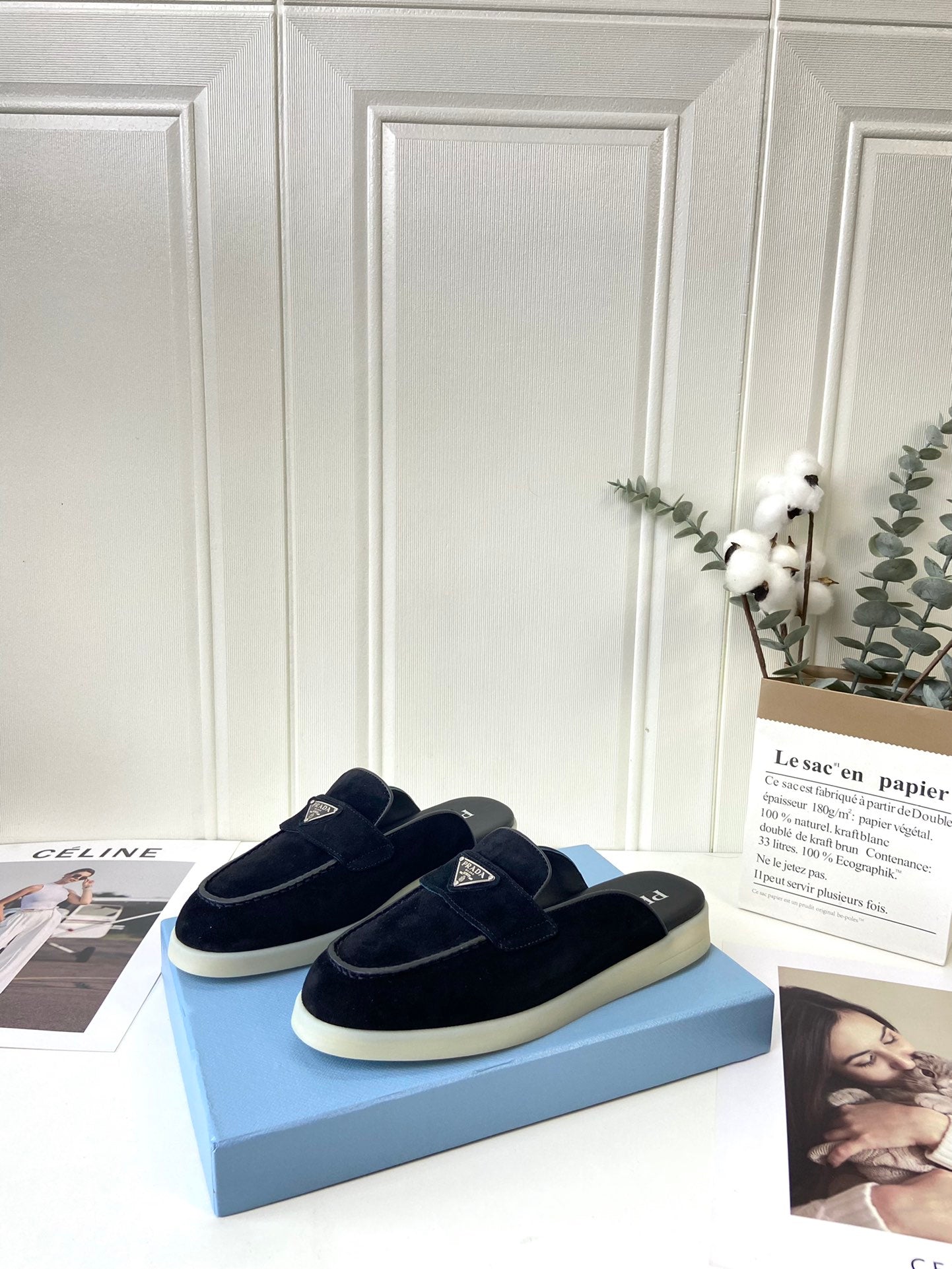 Prada Silhouette Mule Black Soft Suede 839207