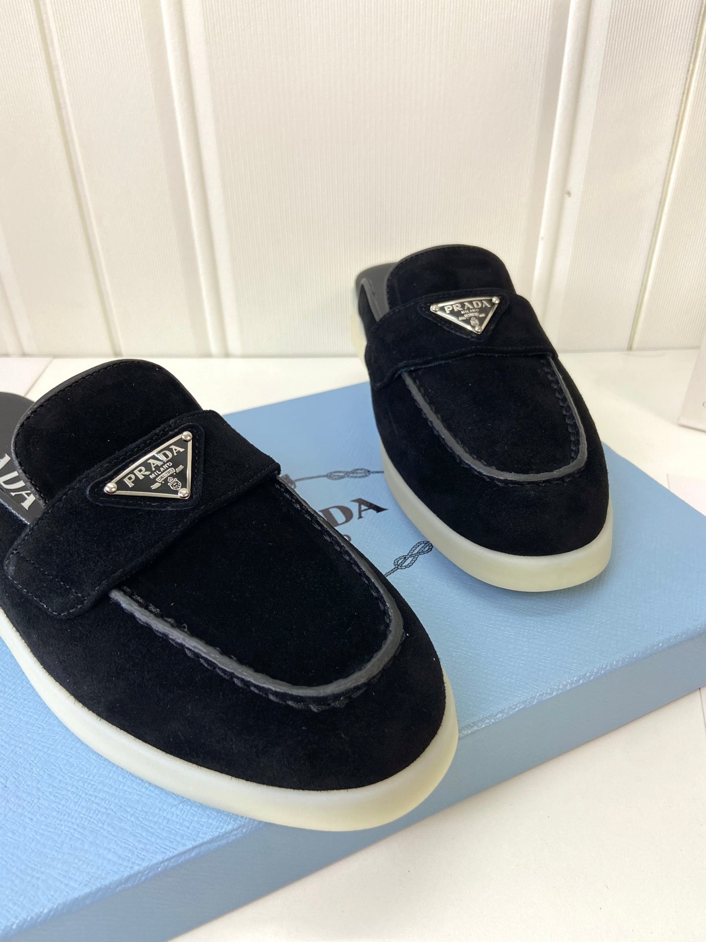Prada Silhouette Mule Black Soft Suede 839207