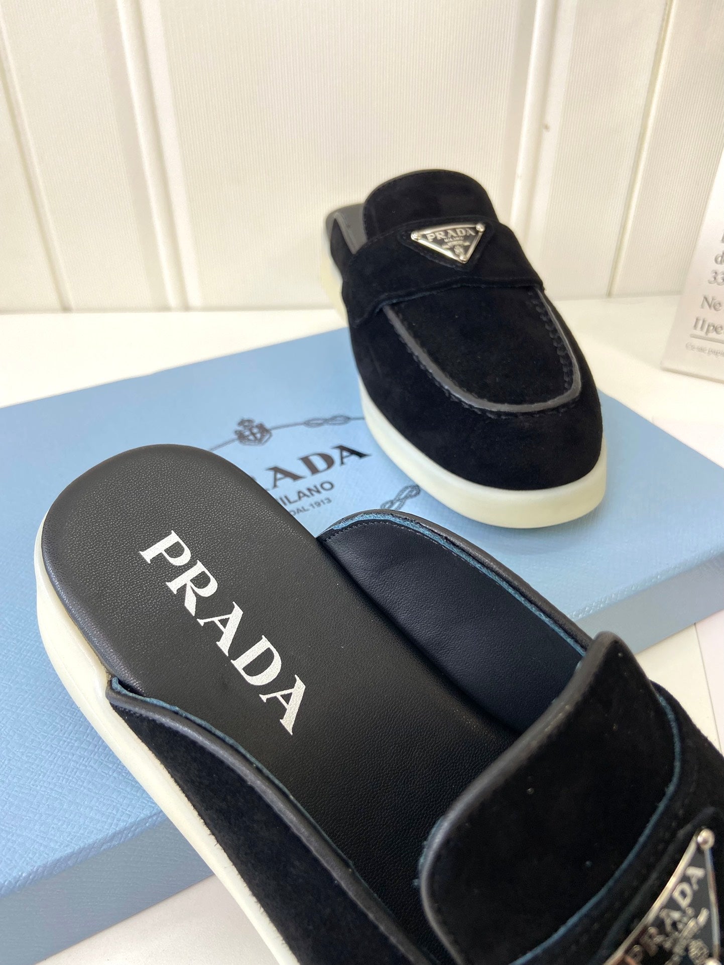 Prada Silhouette Mule Black Soft Suede 839207