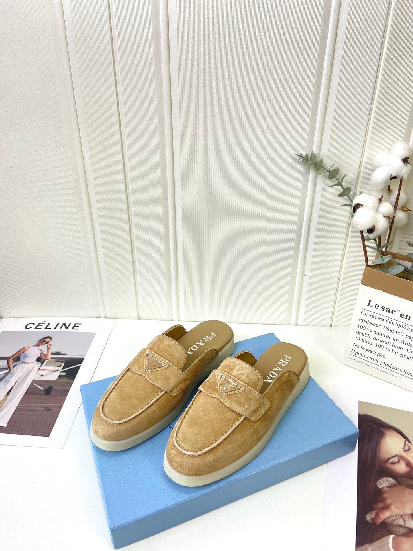 Prada Silhouette Mule Khahi Soft Suede 839206