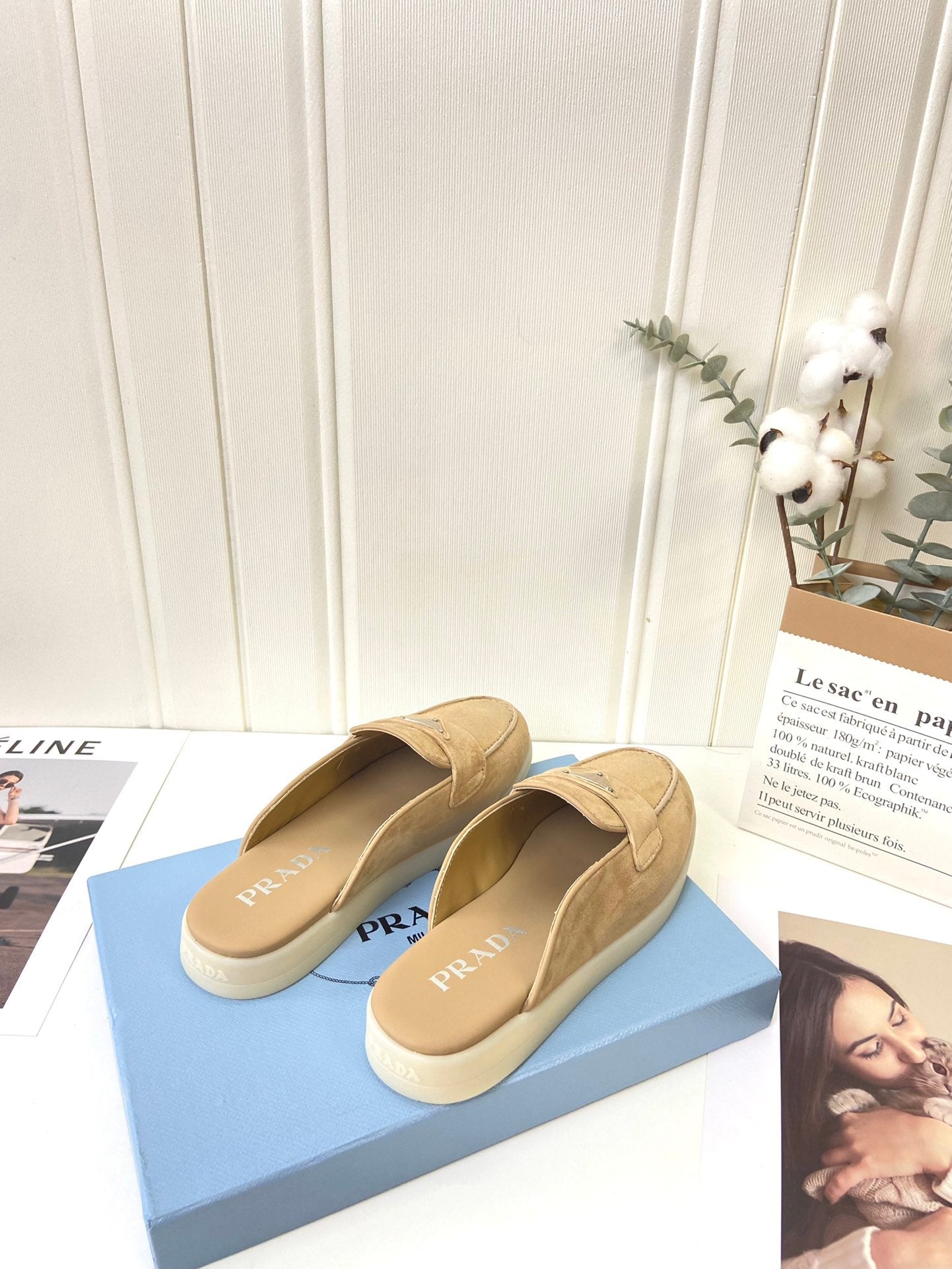 Prada Silhouette Mule Khahi Soft Suede 839206