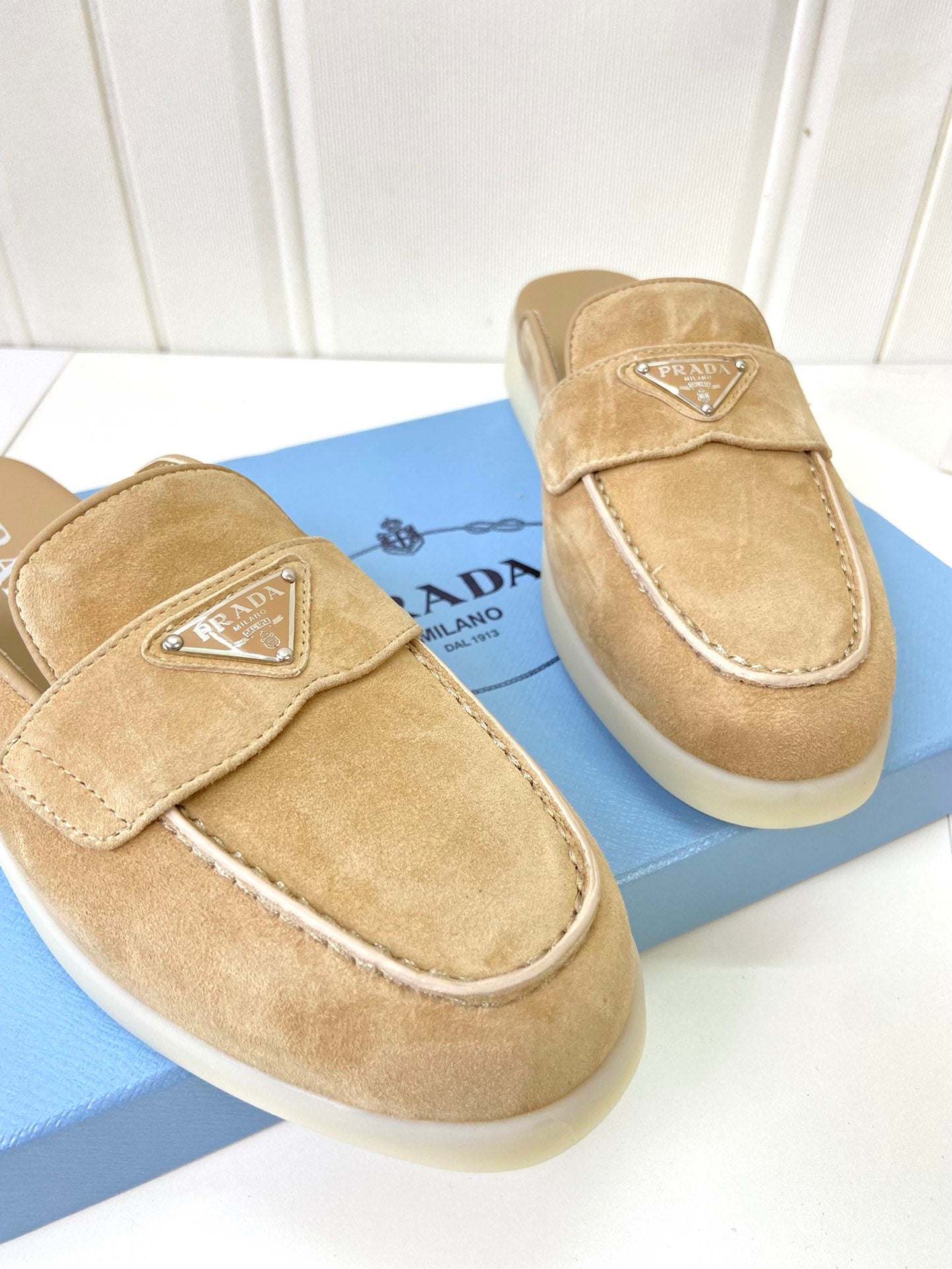 Prada Silhouette Mule Khahi Soft Suede 839206