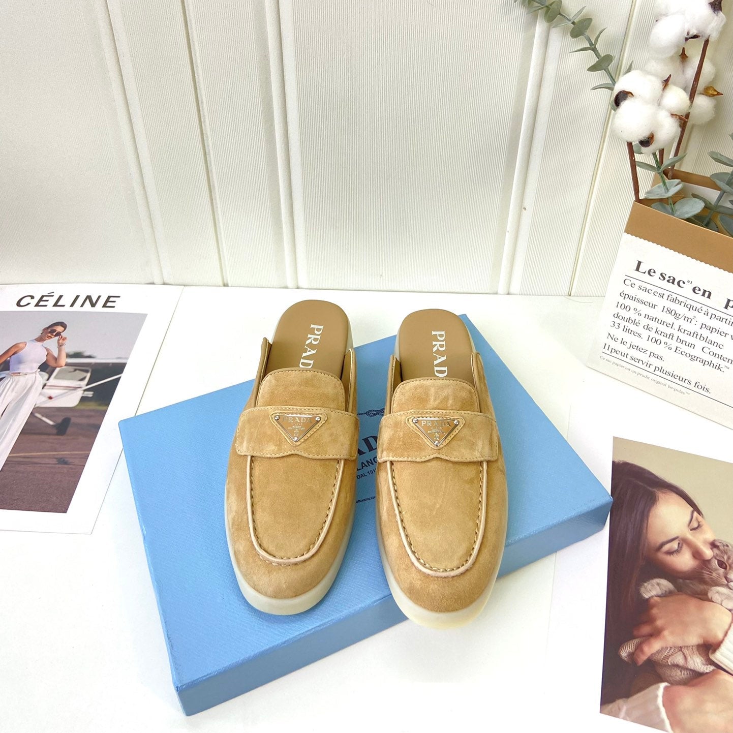 Prada Silhouette Mule Khahi Soft Suede 839206