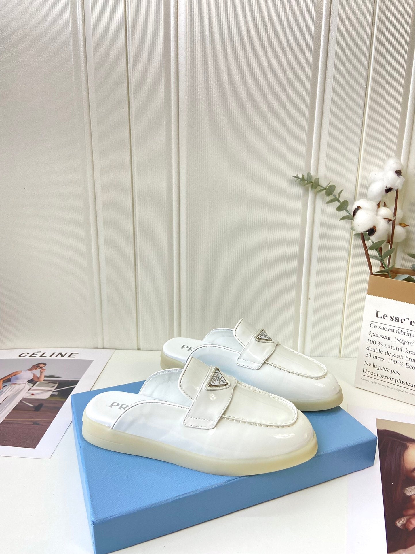 Prada Silhouette Mule White Patent Leather 839205