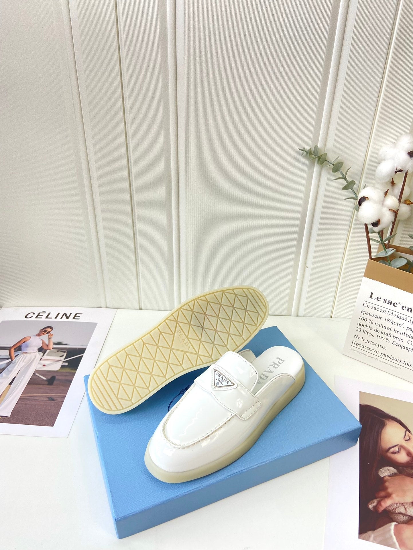 Prada Silhouette Mule White Patent Leather 839205