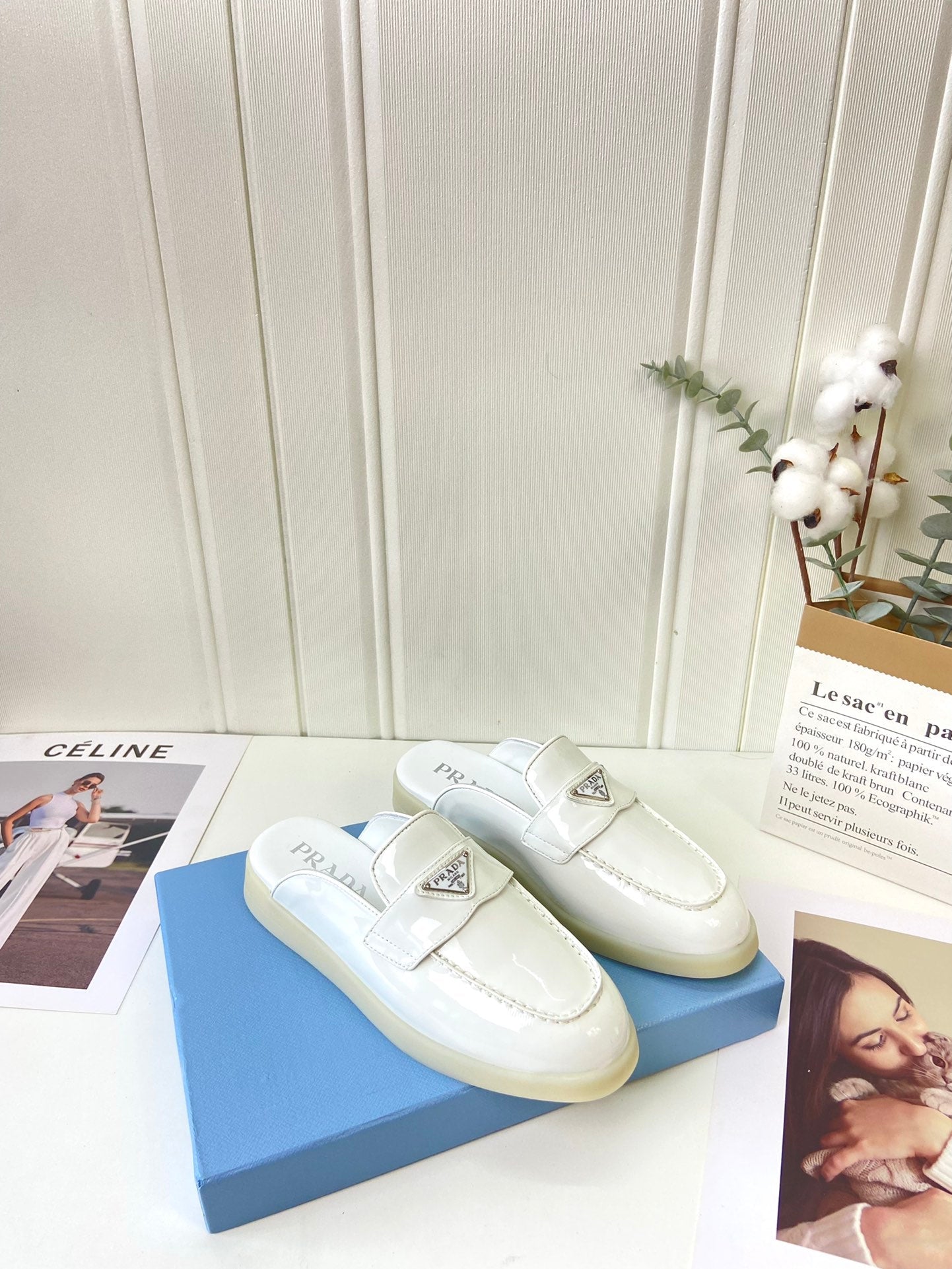 Prada Silhouette Mule White Patent Leather 839205