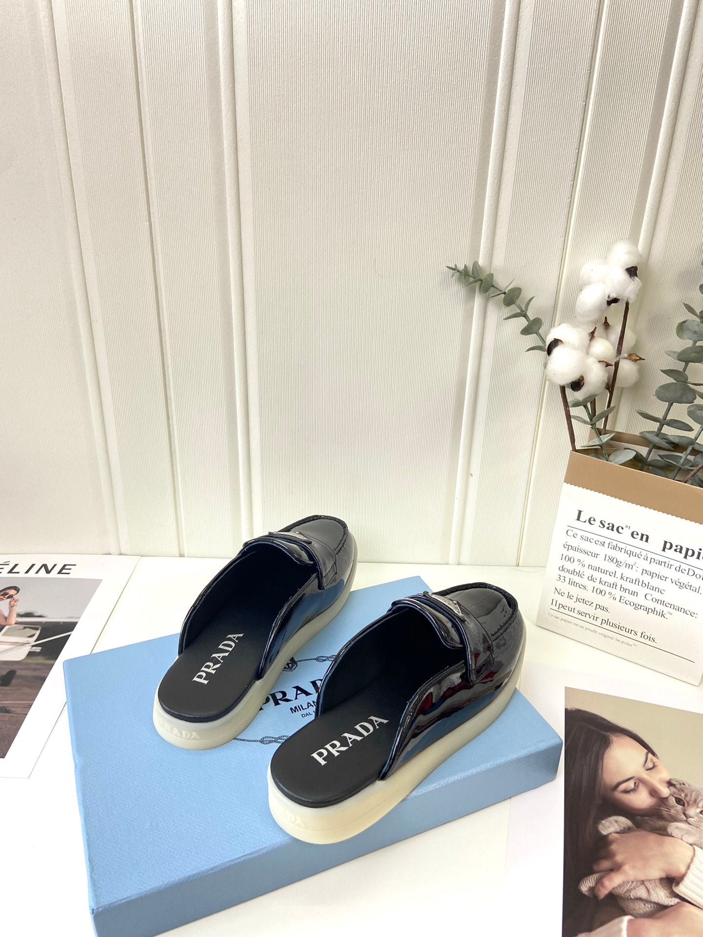 Prada Silhouette Mule Black Patent Leather 839204