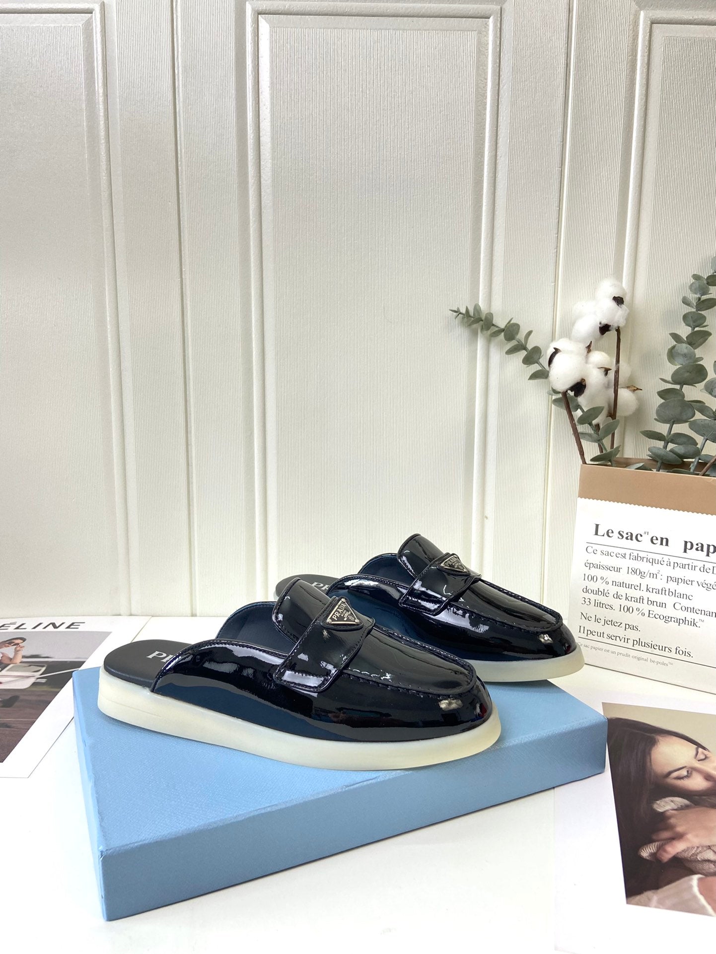 Prada Silhouette Mule Black Patent Leather 839204