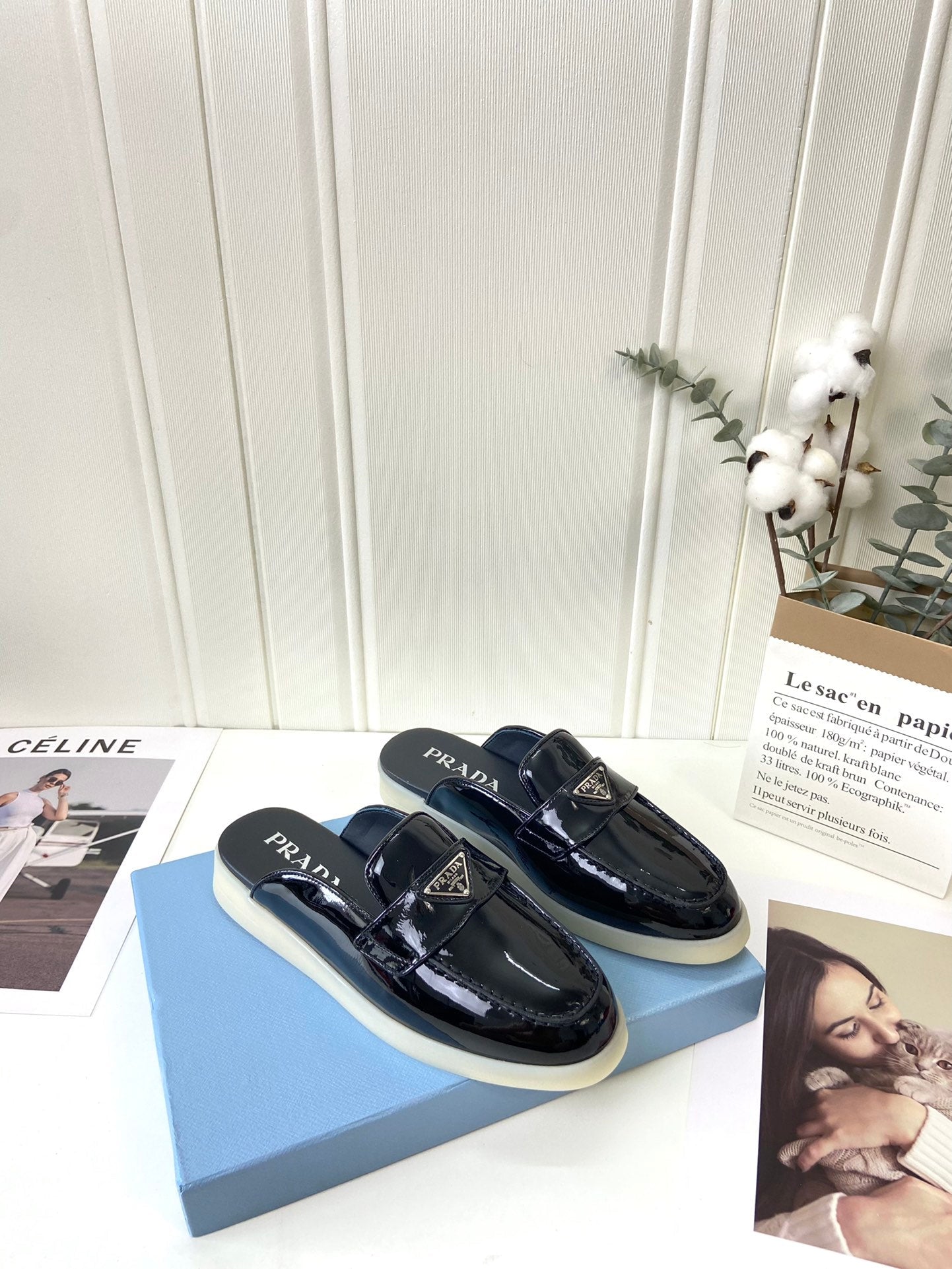 Prada Silhouette Mule Black Patent Leather 839204