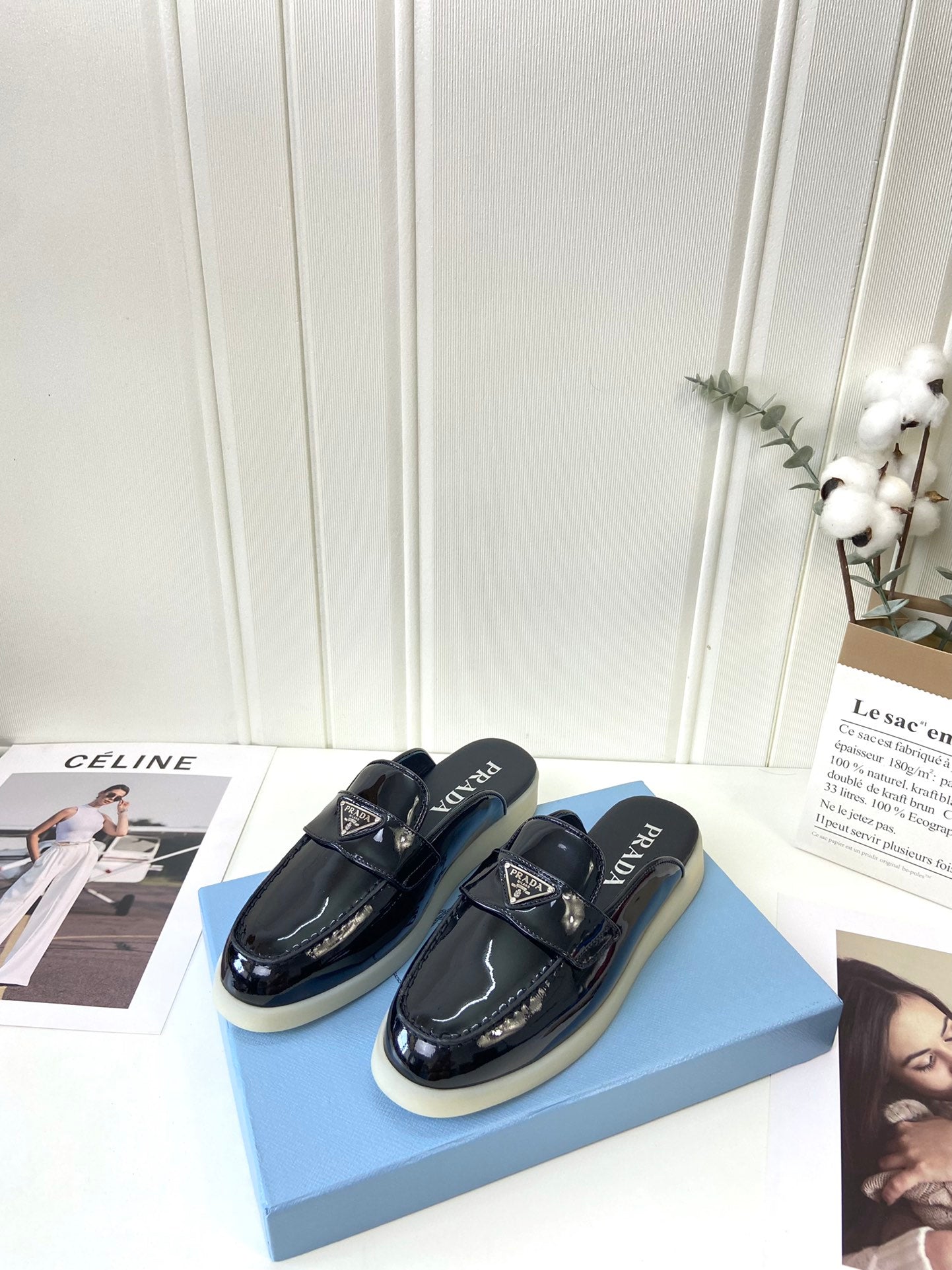 Prada Silhouette Mule Black Patent Leather 839204